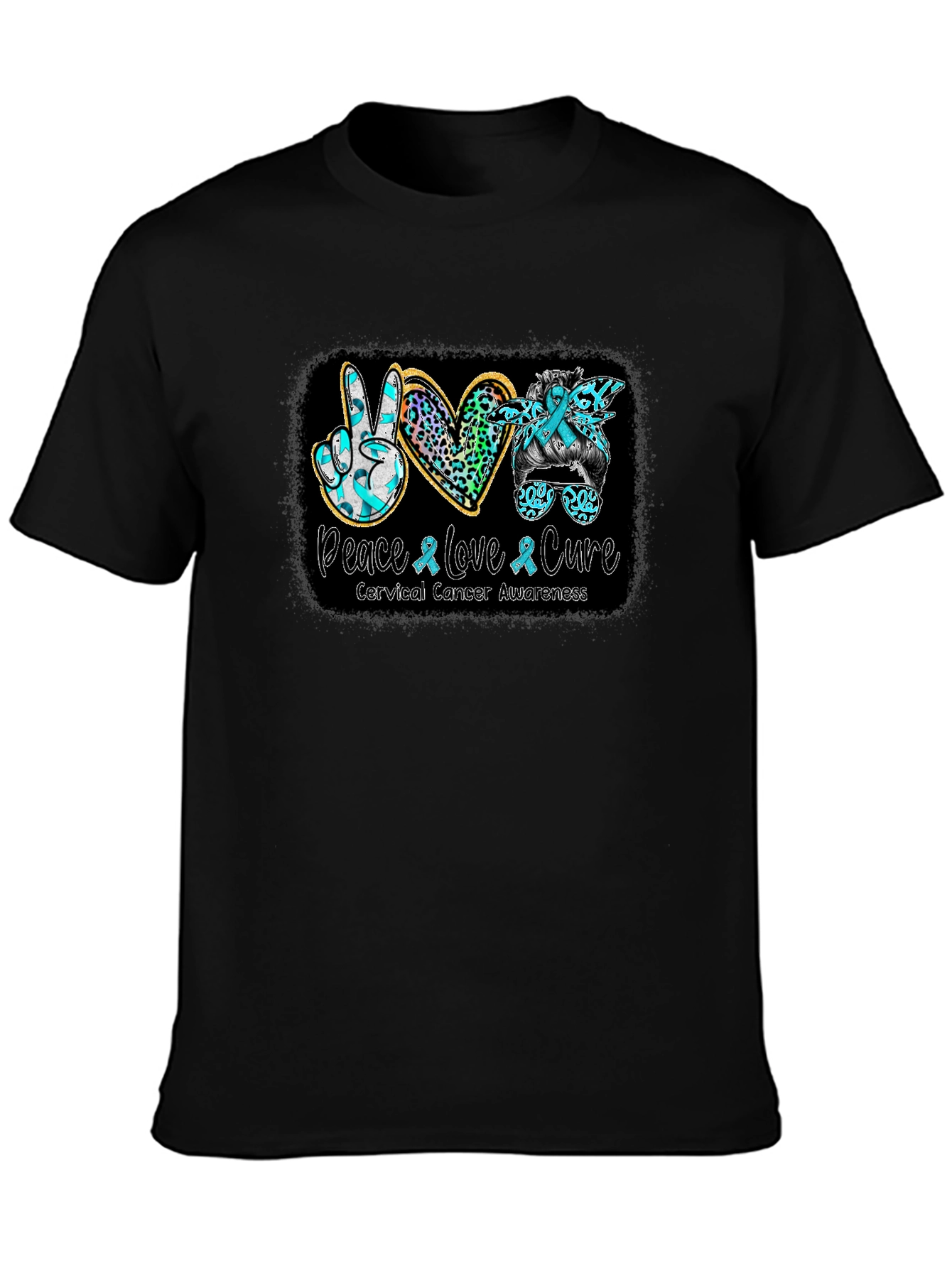 Cervical Cancer Awareness Peace Love Cure T-Shirt
