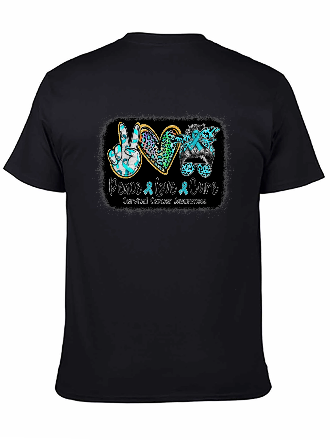 Cervical Cancer Awareness Peace Love Cure T-Shirt