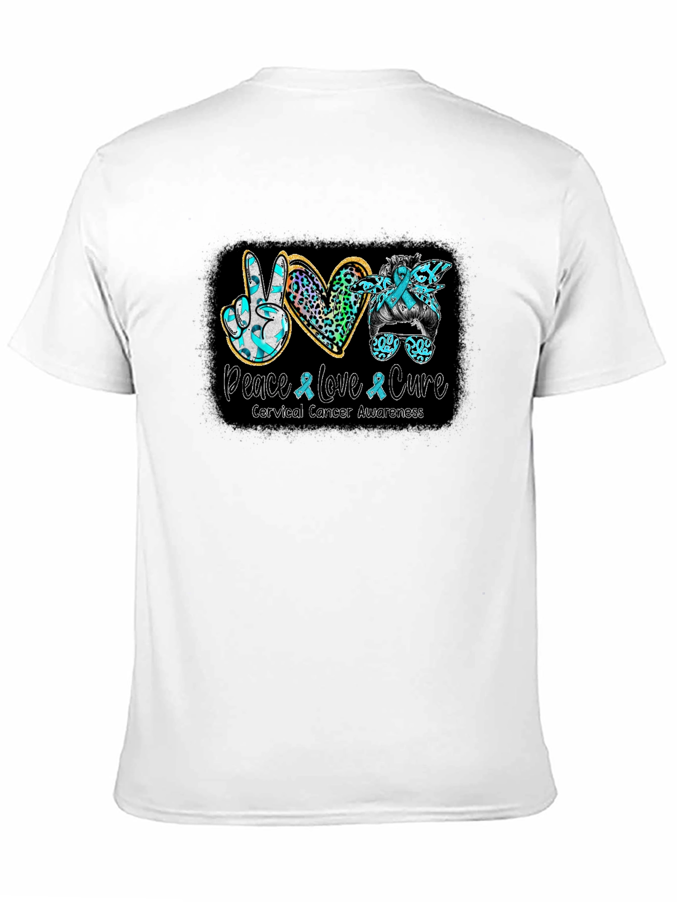 Cervical Cancer Awareness Peace Love Cure T-Shirt