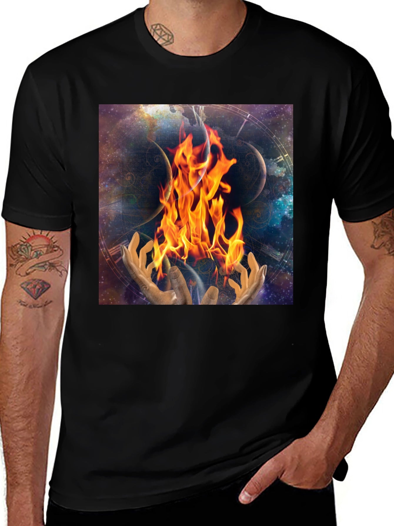 Cosmic Fire Black T-Shirt