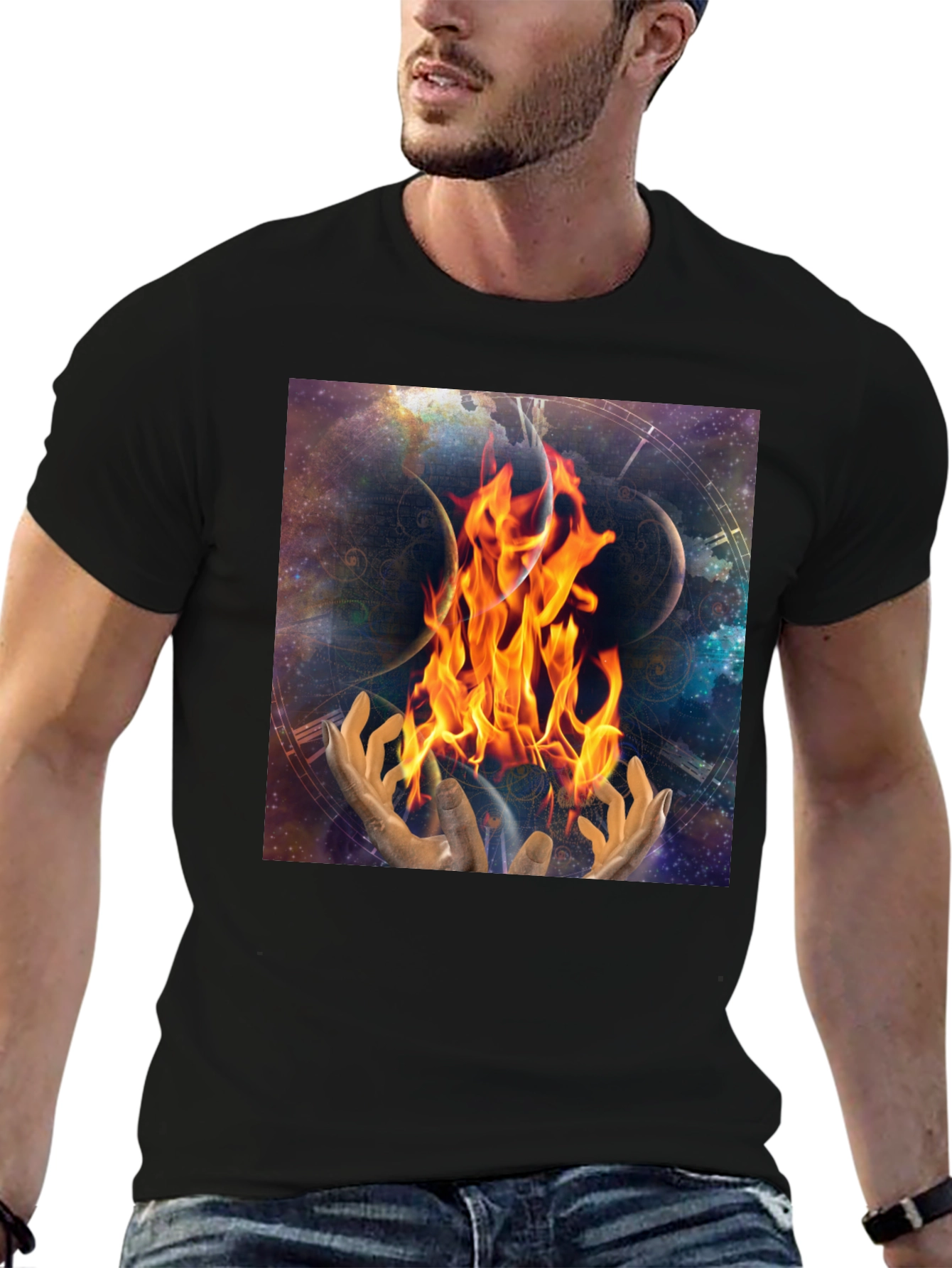 Cosmic Fire Black T-Shirt