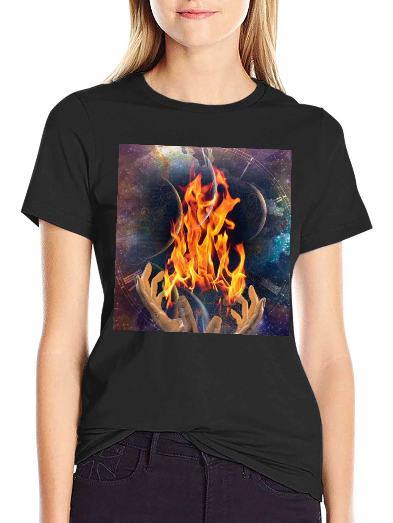 Cosmic Fire Black T-Shirt