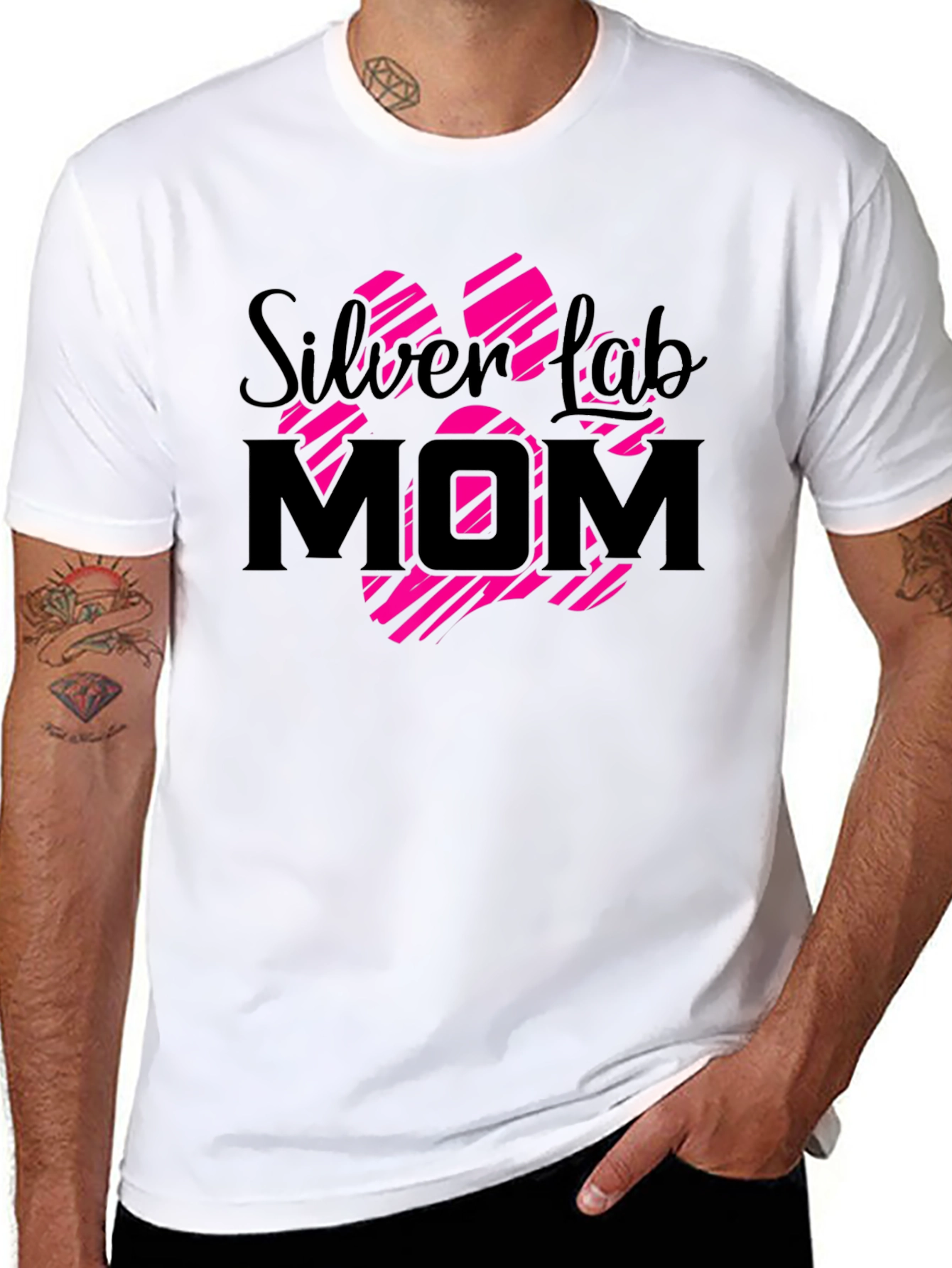 Silver Lab Mom Paw Print T-Shirt