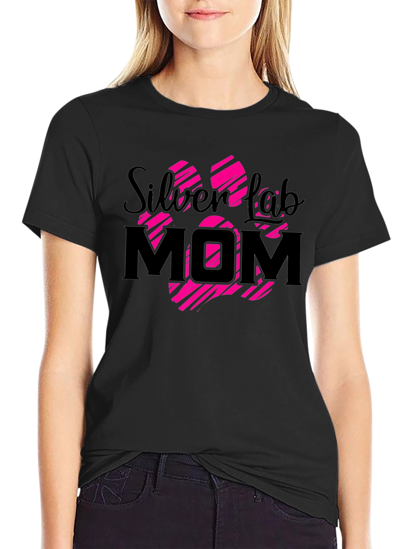 Silver Lab Mom Paw Print T-Shirt