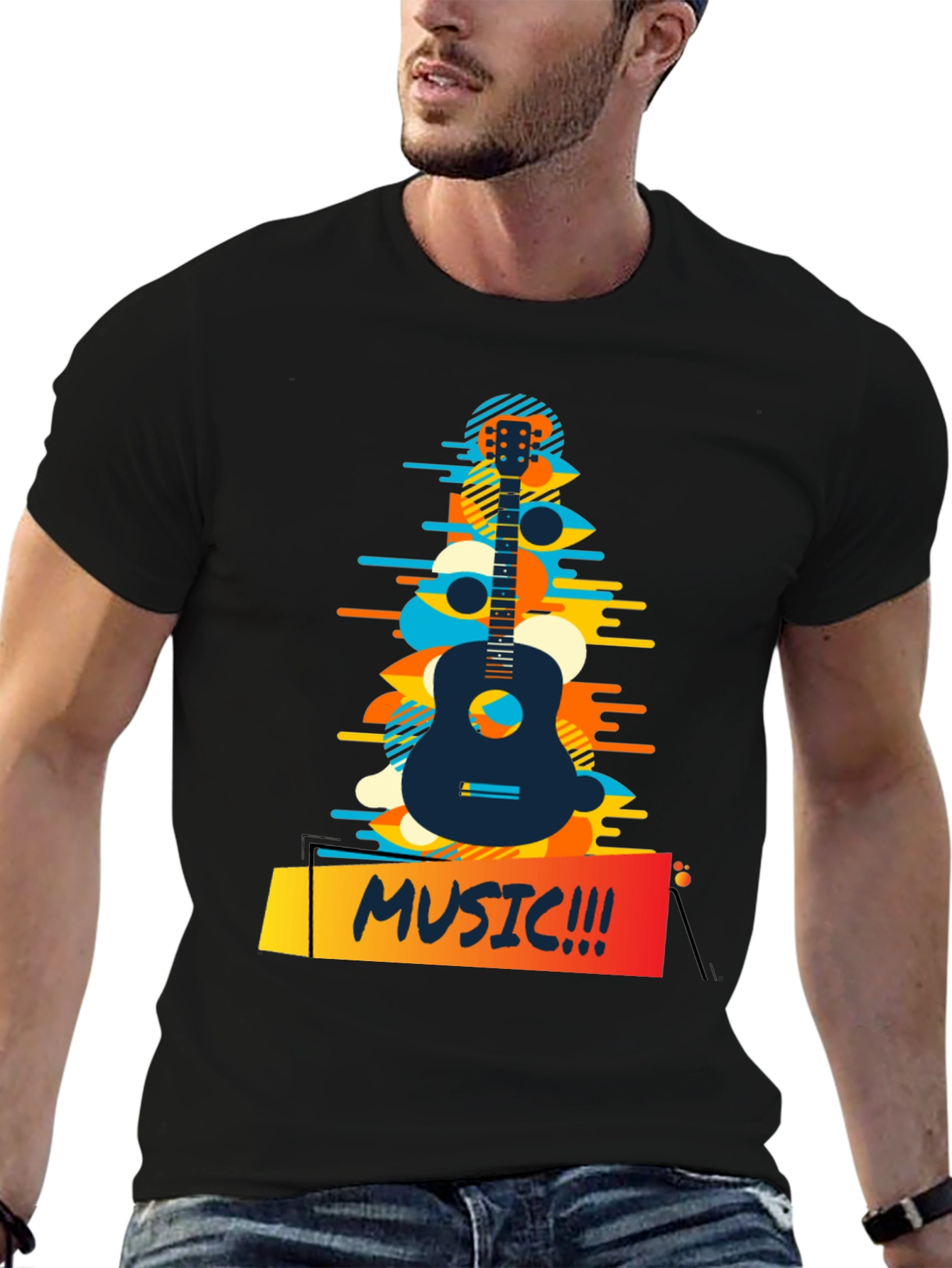 Music Guitar Graphic T-Shirt - Casual Style