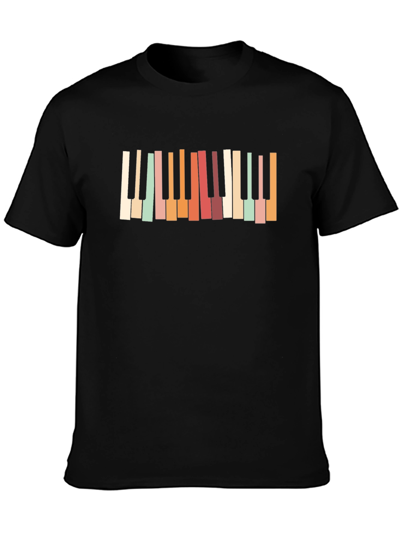Retro Piano Keys Black T-Shirt