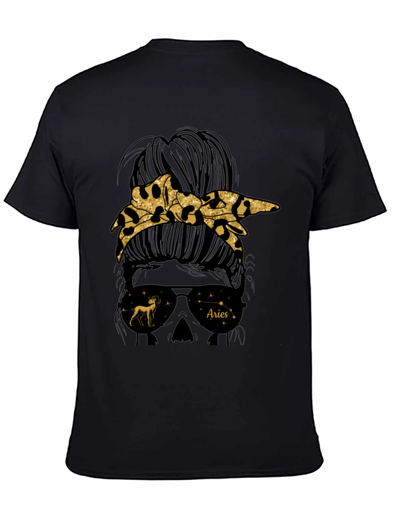 Aries Zodiac Messy Bun Graphic Tee