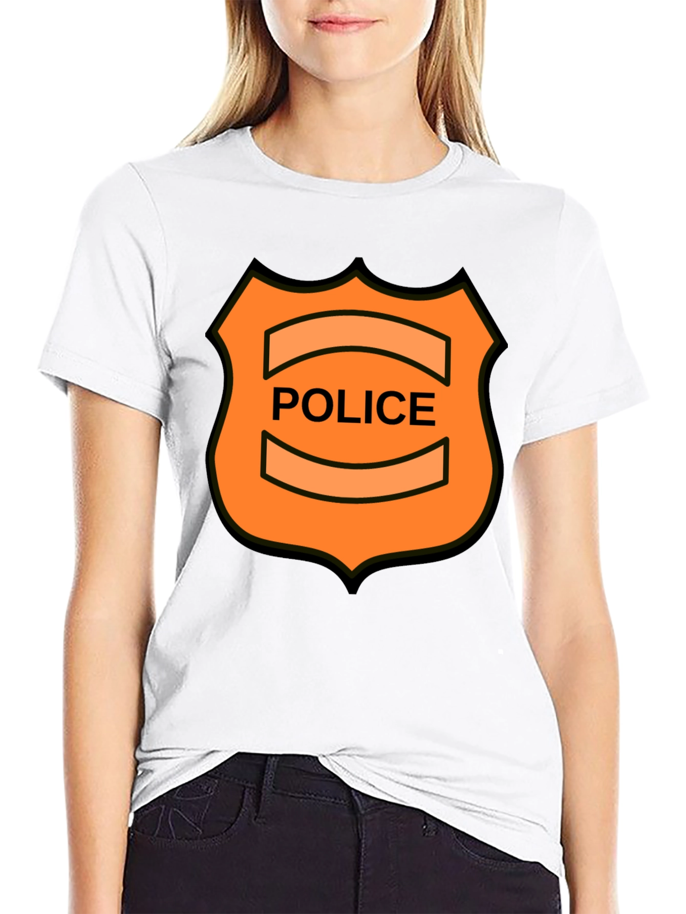 Novelty Police Badge Graphic Tee - Black