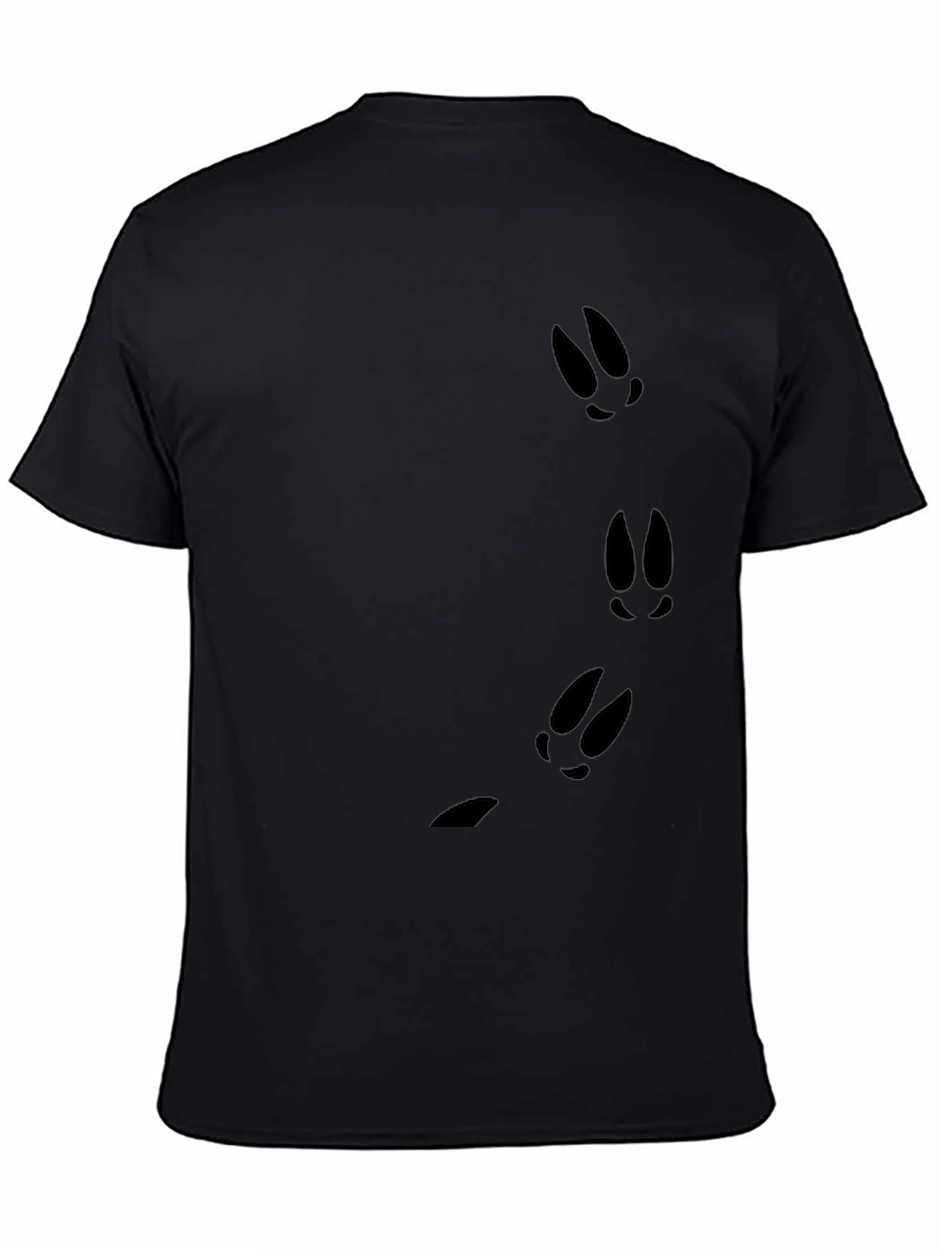 Black Tee with Hare Footprint Design