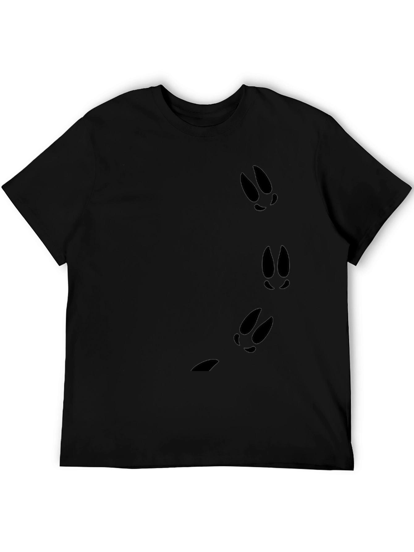 Black Tee with Hare Footprint Design