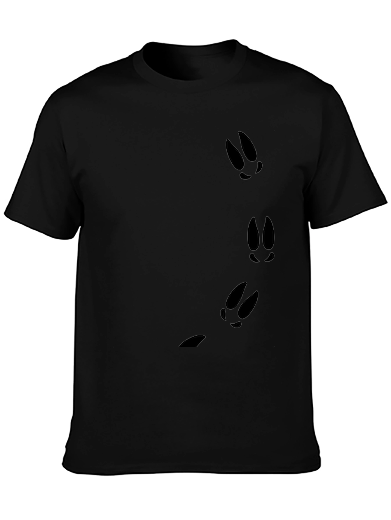 Black Tee with Hare Footprint Design