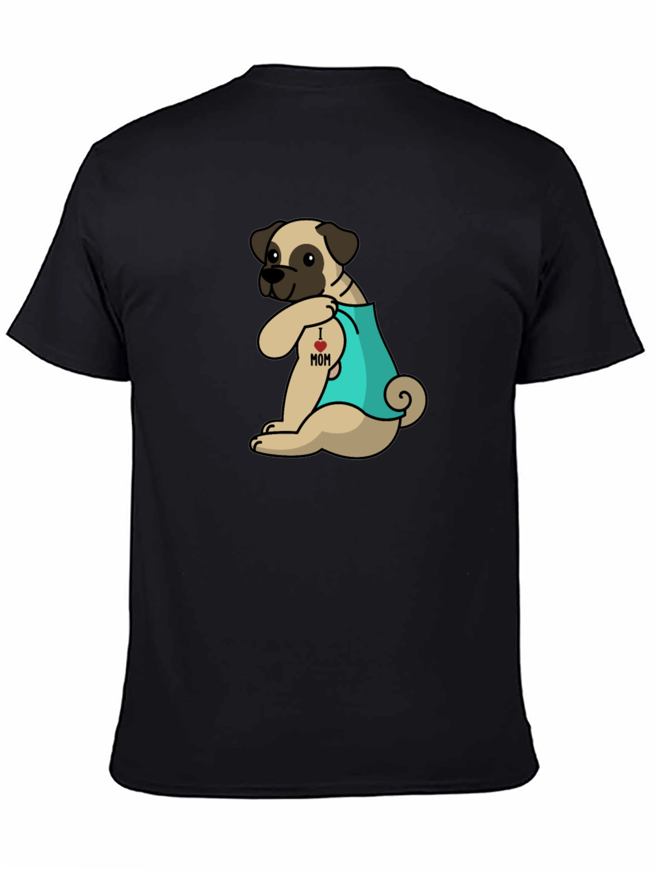 I Heart Mom Tattoo Pug T-Shirt