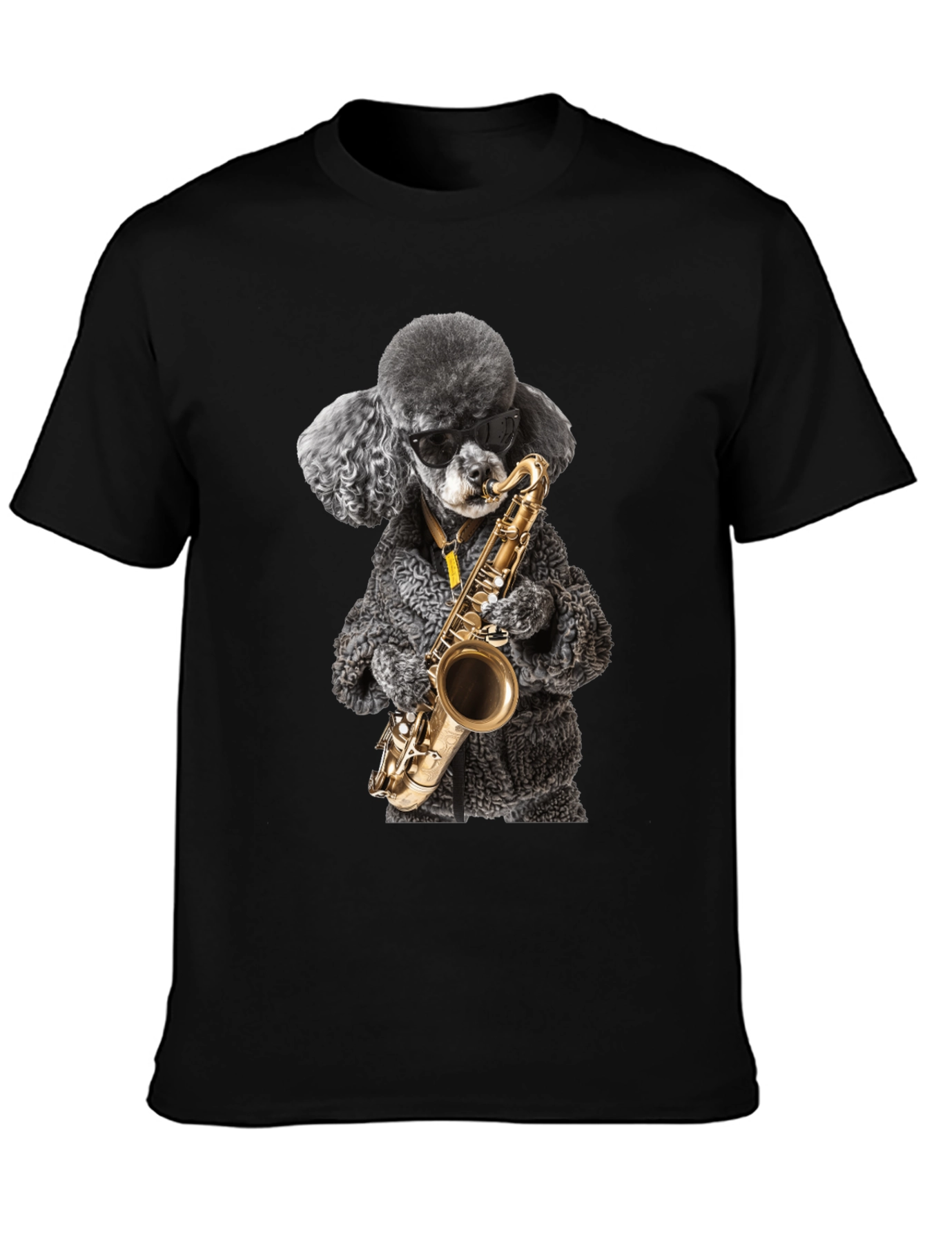 Cool Poodle Sax Player Graphic Tee