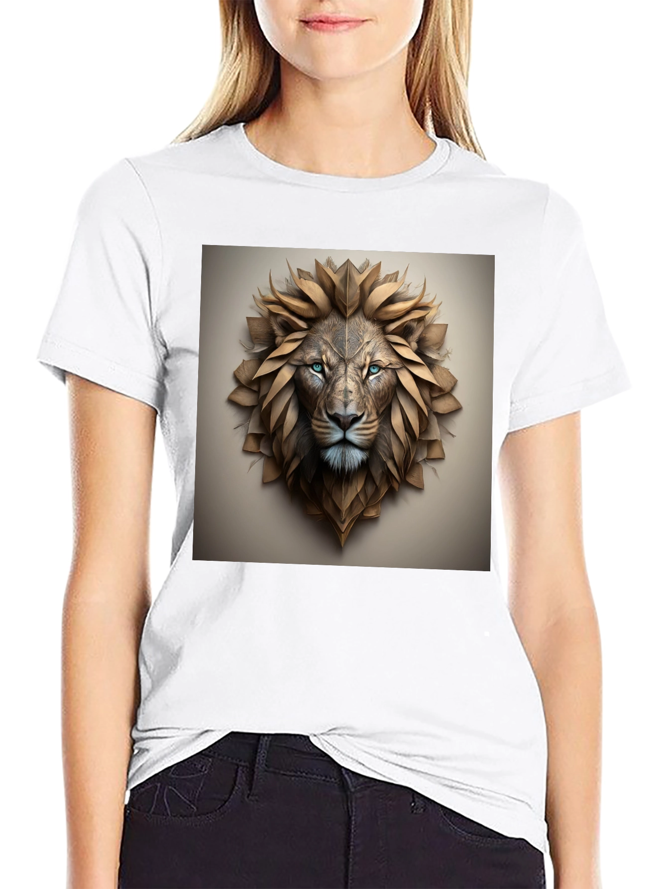 Lion Head Graphic Tee - Black Cotton Blend