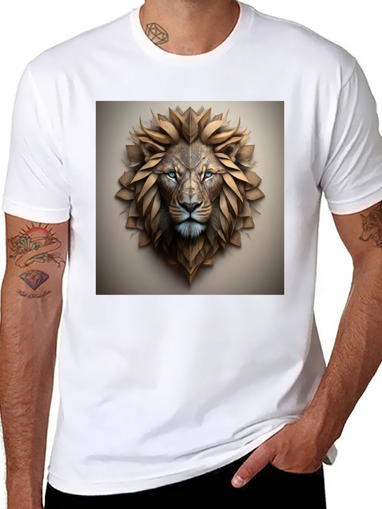 Lion Head Graphic Tee - Black Cotton Blend