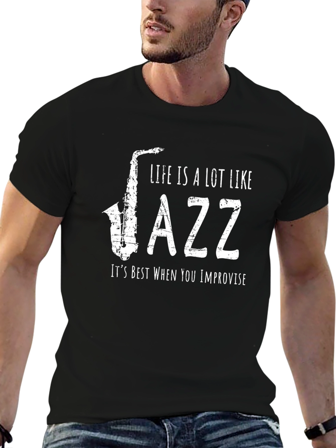 Life is Like Jazz Black Graphic Tee