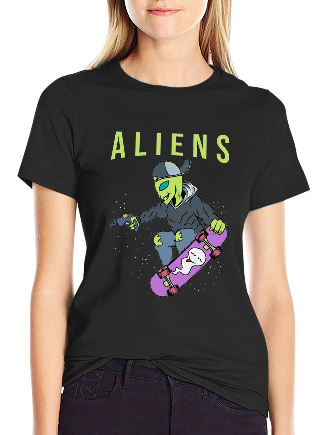 Alien Skateboarder Graphic Tee