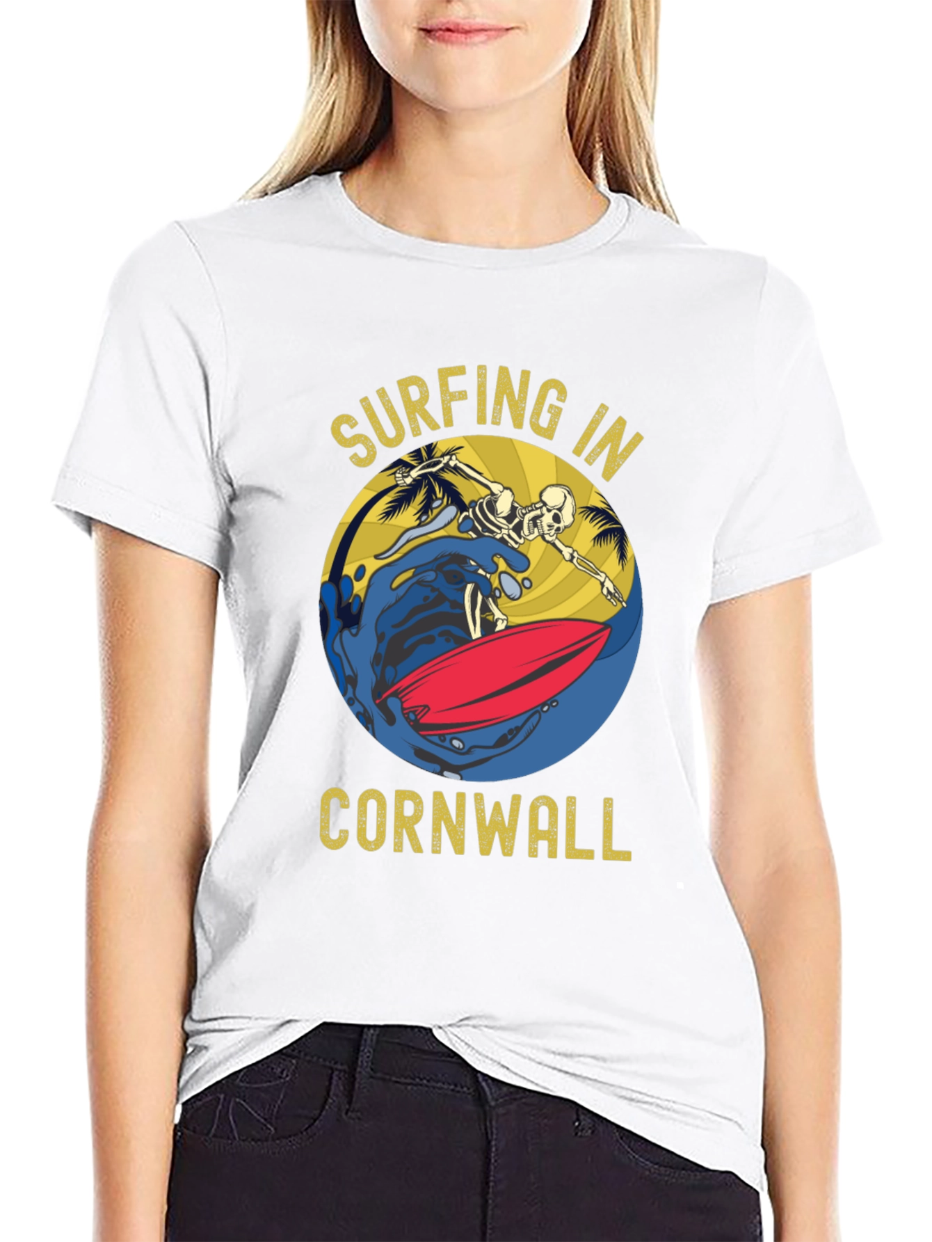 Surfing Skeleton Cornwall T-Shirt