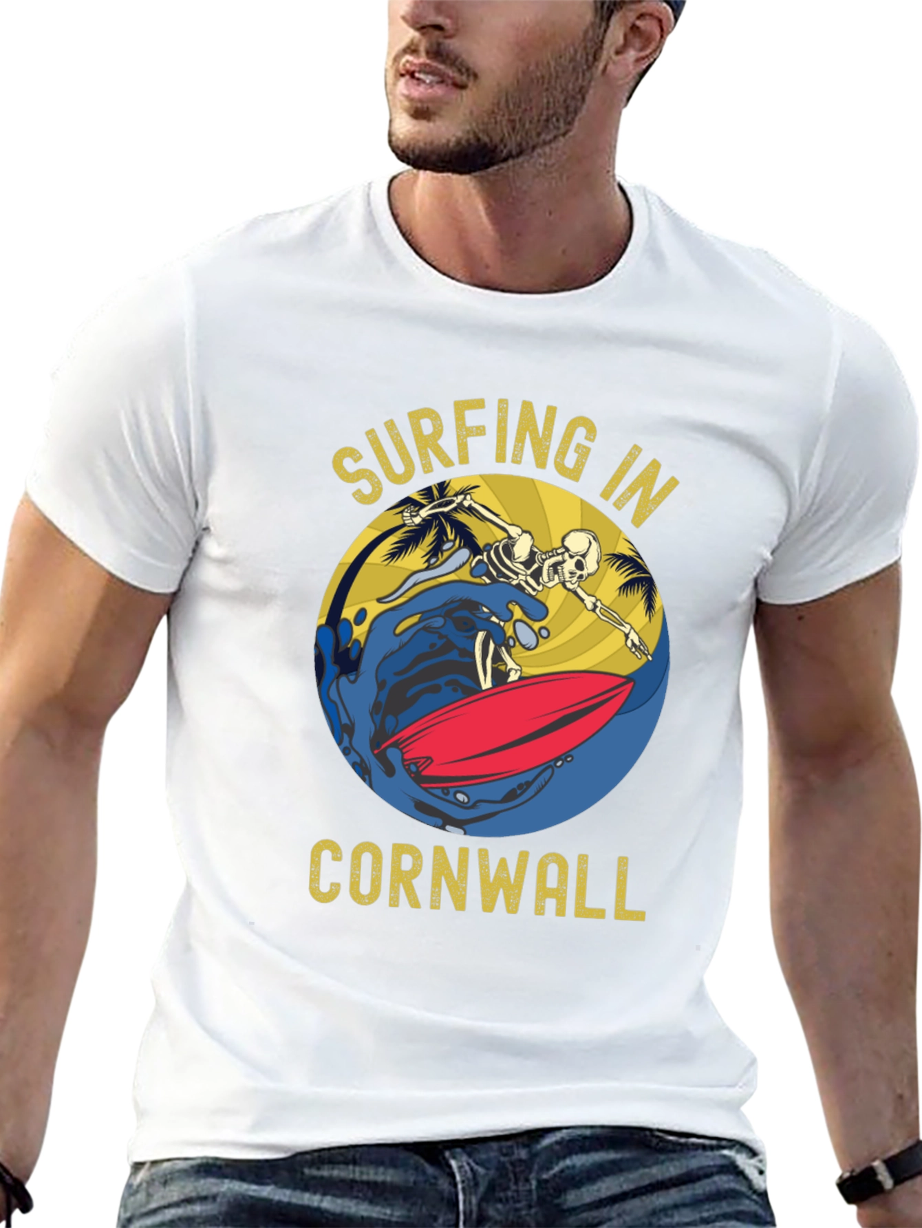 Surfing Skeleton Cornwall T-Shirt