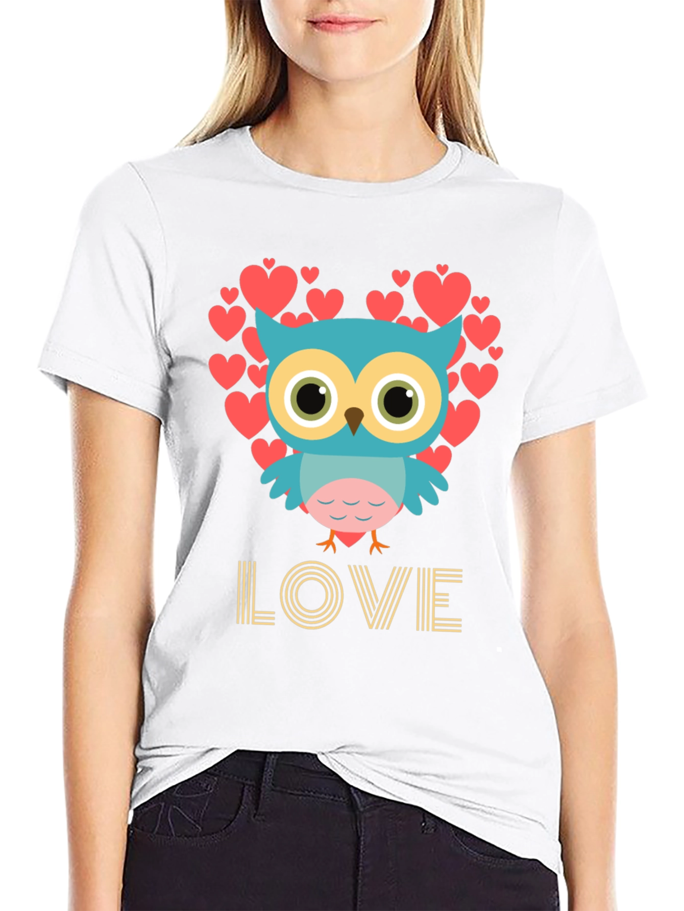 Owl Love T-Shirt Heart Design