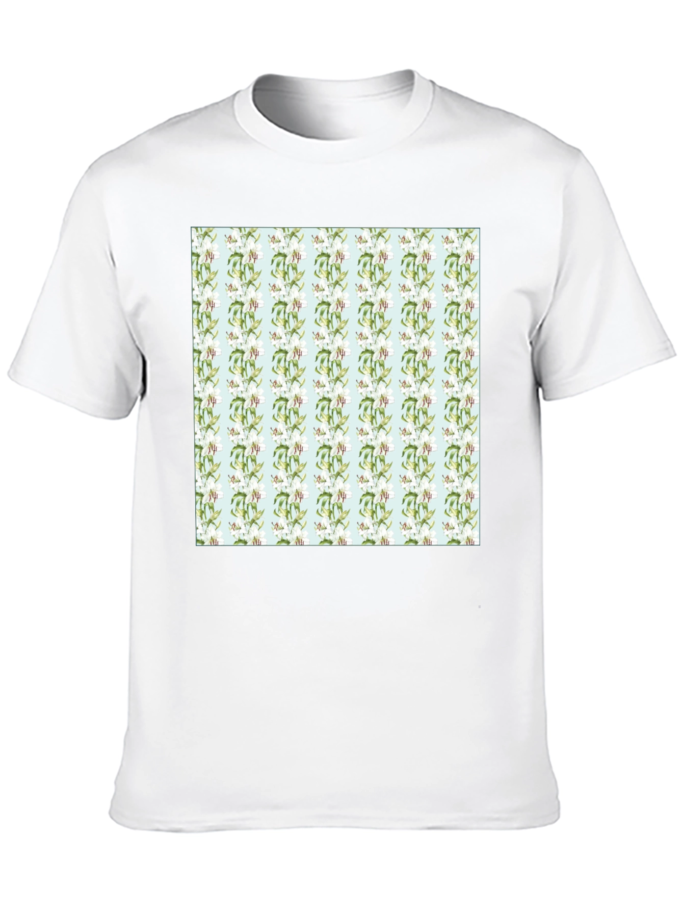 Floral Pattern Mens Black Tee