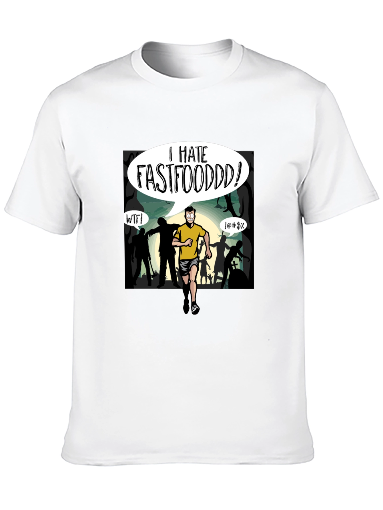 I Hate Fastfood T-Shirt - Zombie Chase Graphic Tee
