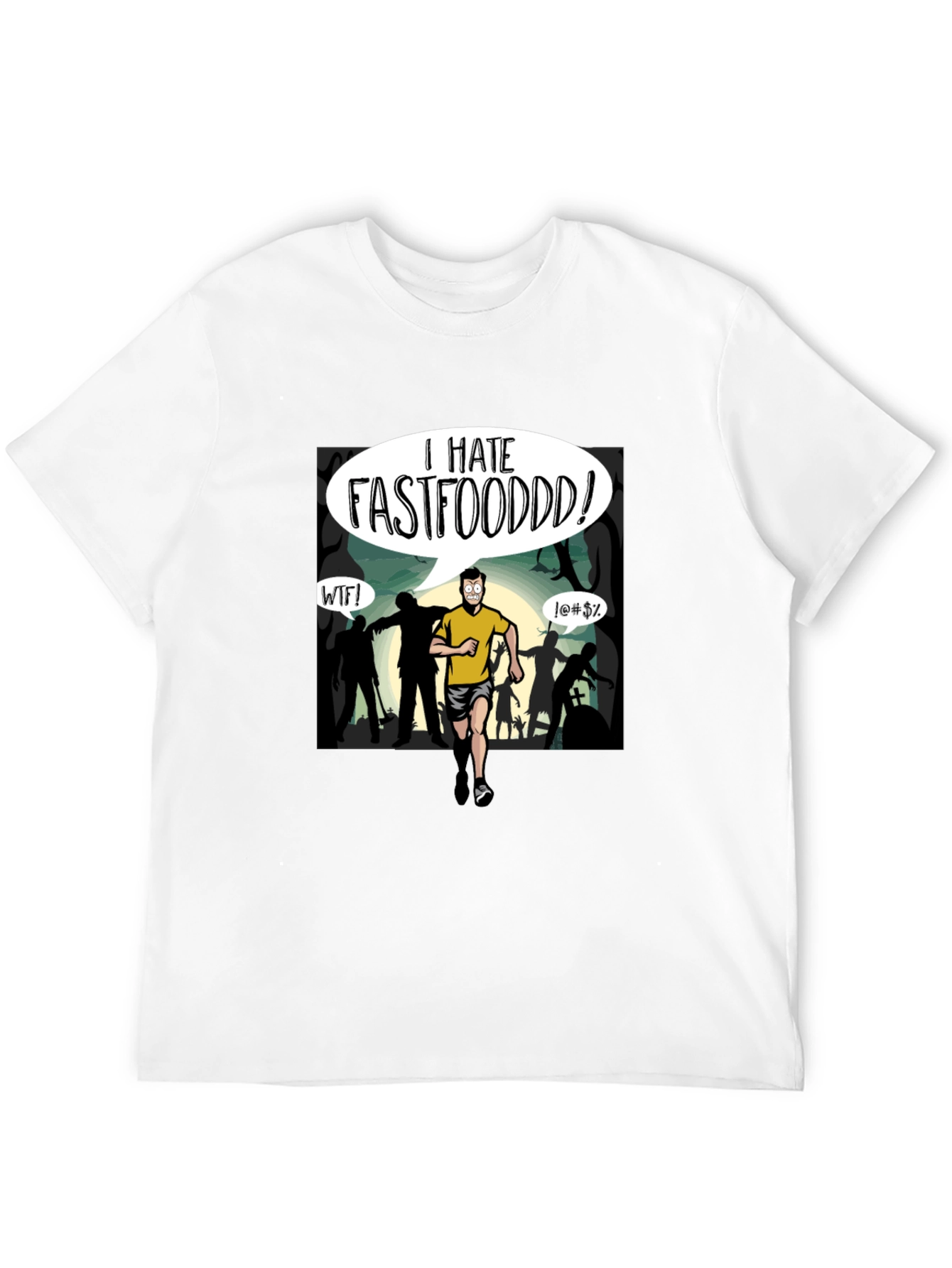 I Hate Fastfood T-Shirt - Zombie Chase Graphic Tee