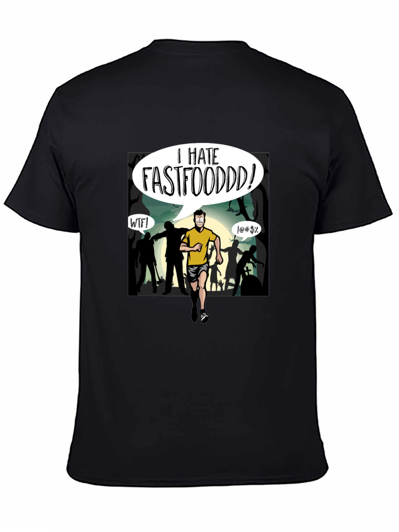 I Hate Fastfood T-Shirt - Zombie Chase Graphic Tee