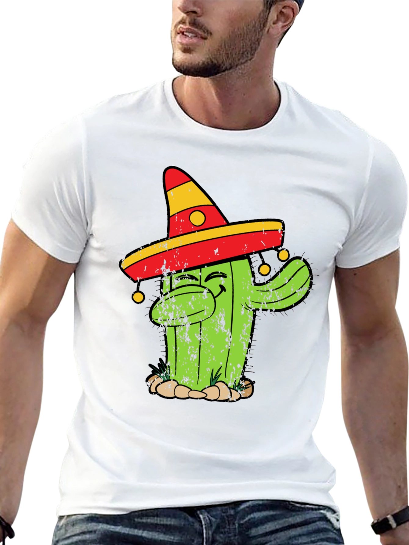 Dabbing Cactus T-Shirt - Mens Black Cotton Tee