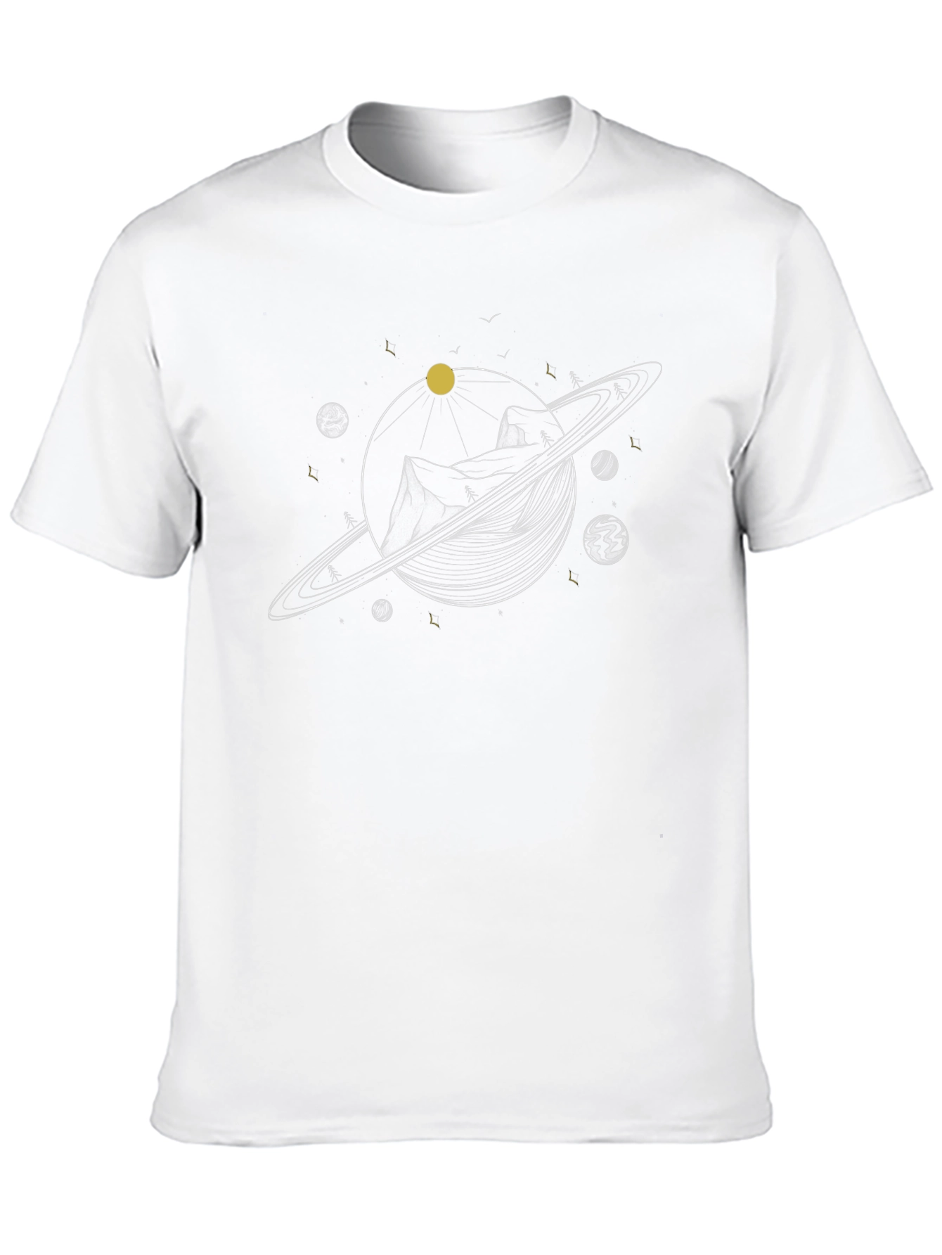 Mens Black T-shirt - Mountain Planet Design
