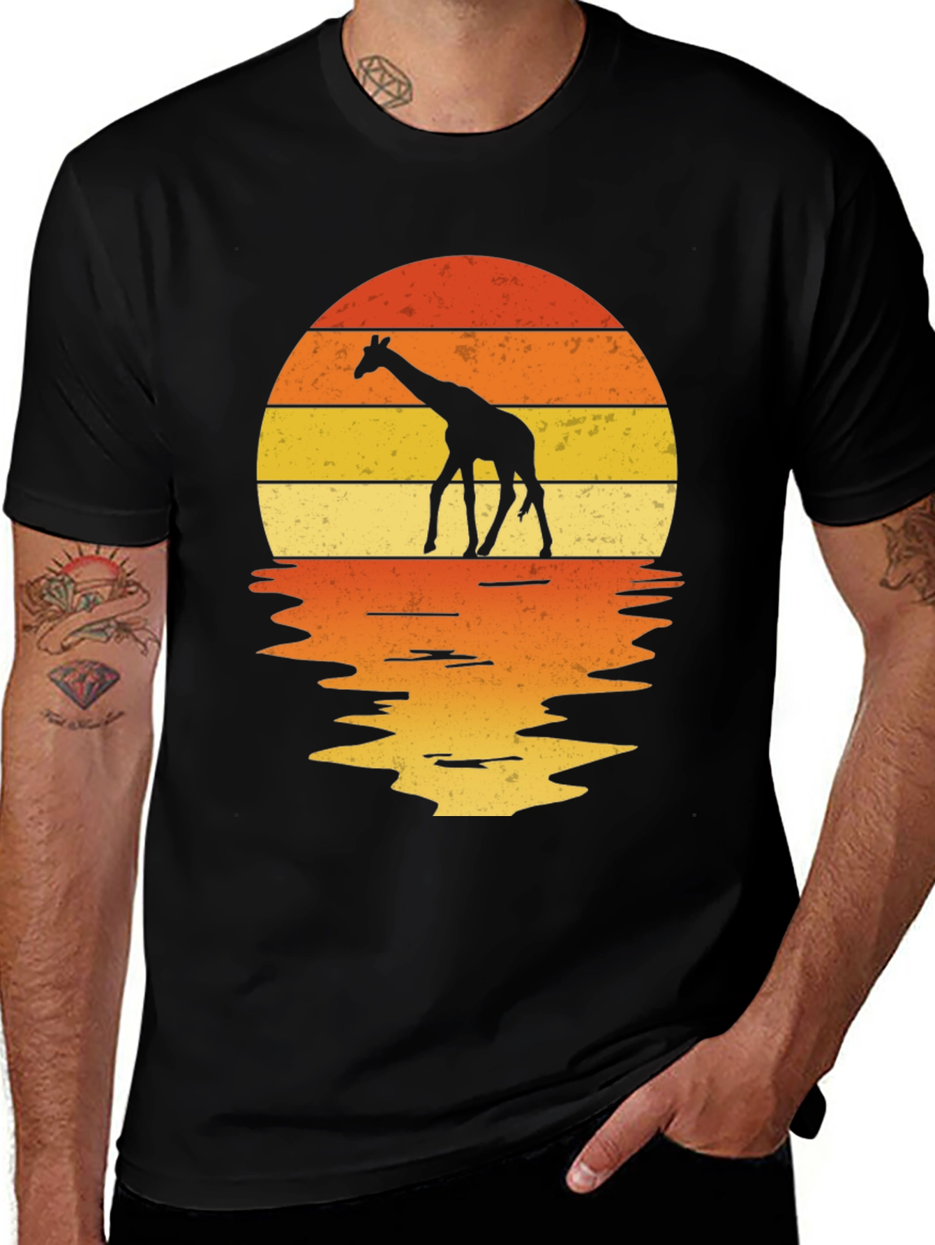 Giraffe Sunset Graphic Tee