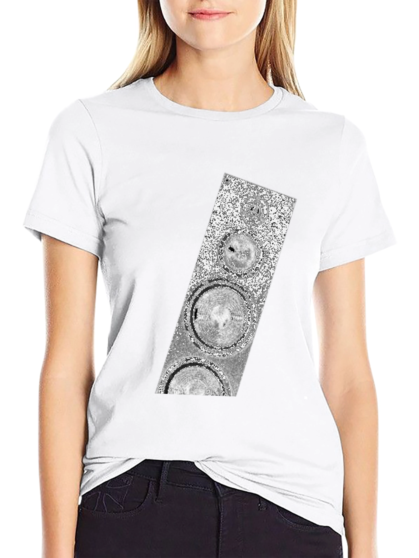 Abstract Silver Speaker Graphic Black T-Shirt