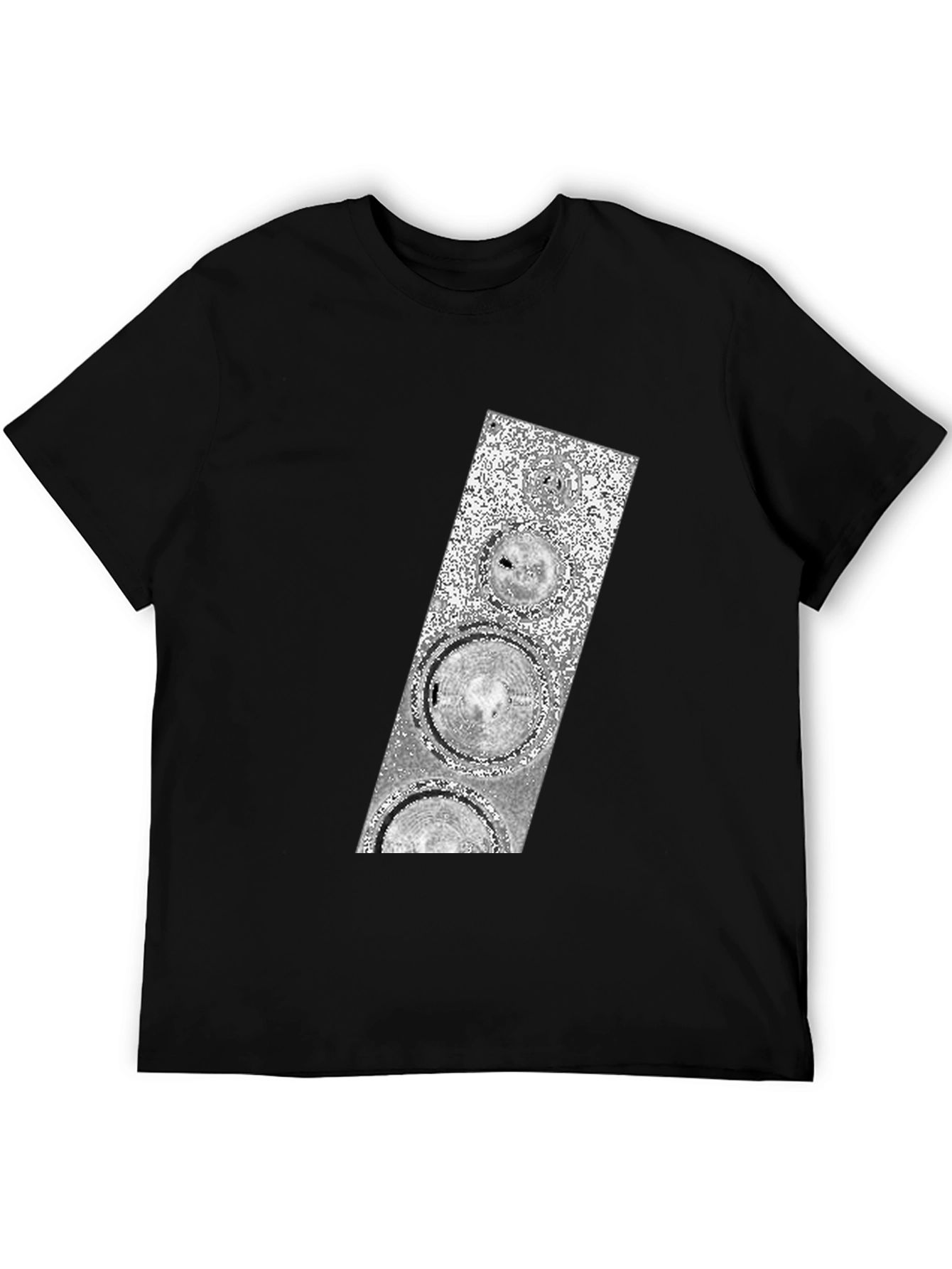 Abstract Silver Speaker Graphic Black T-Shirt
