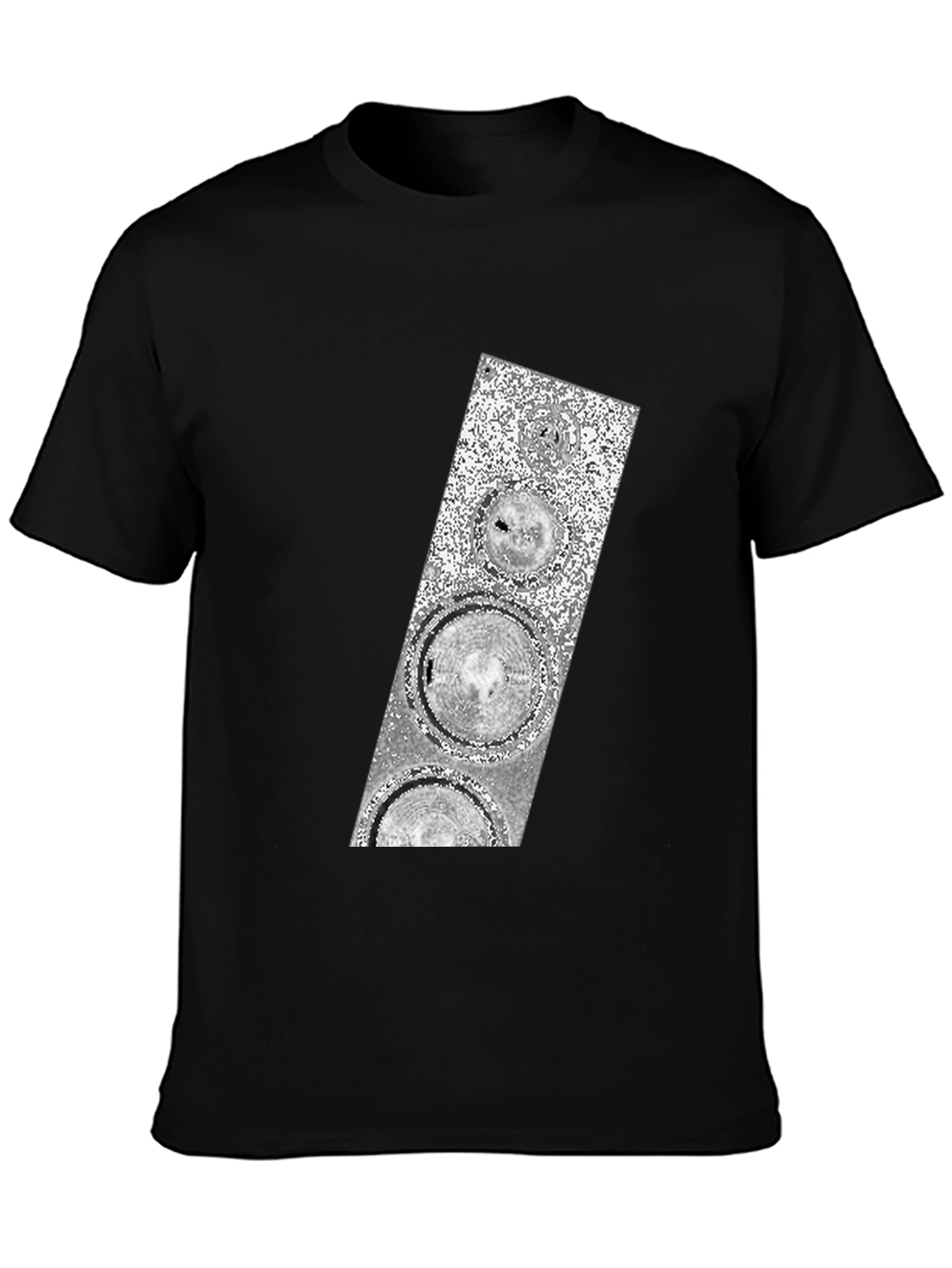 Abstract Silver Speaker Graphic Black T-Shirt