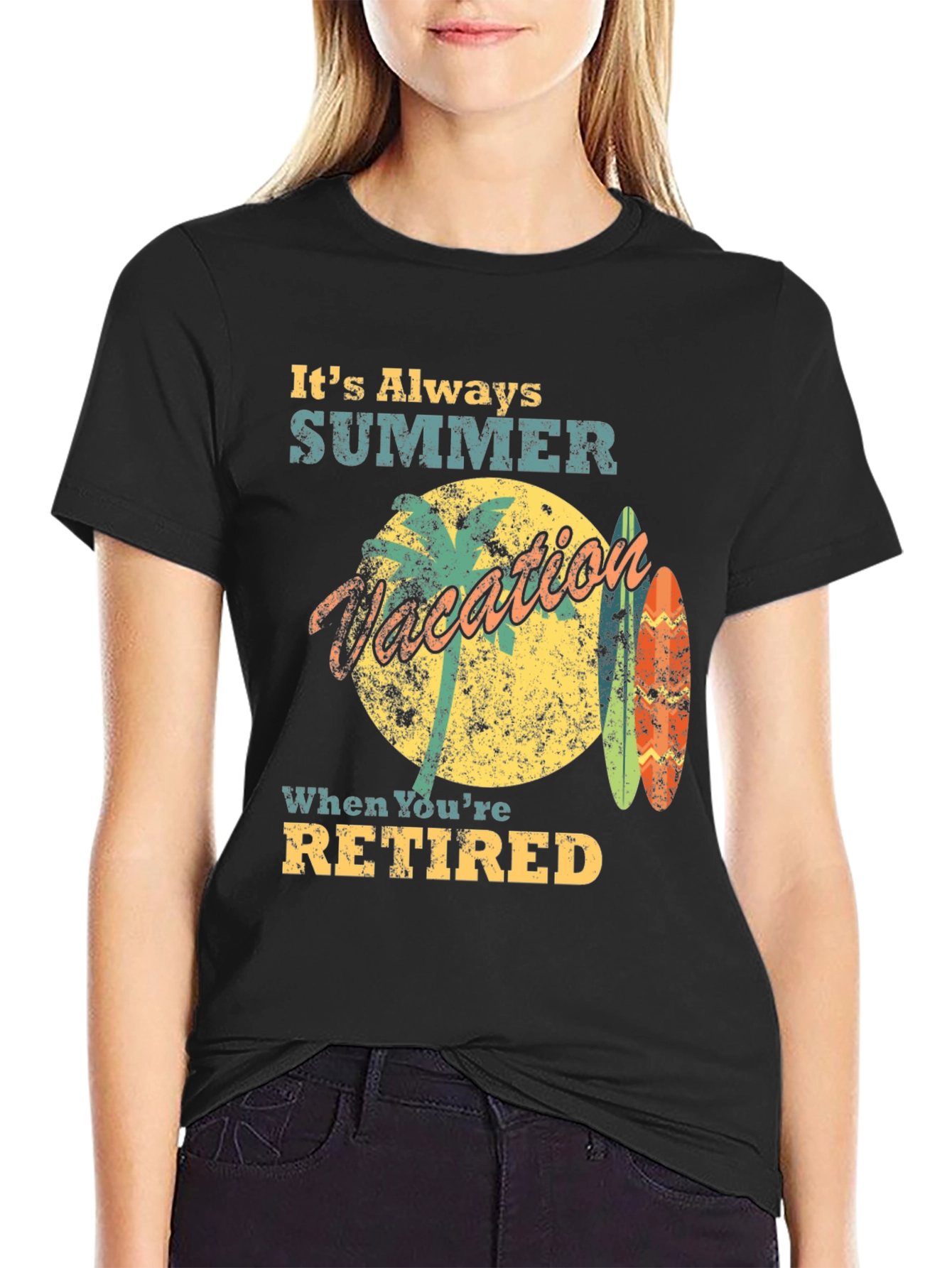 Retirement Summer Vacation Black T-Shirt