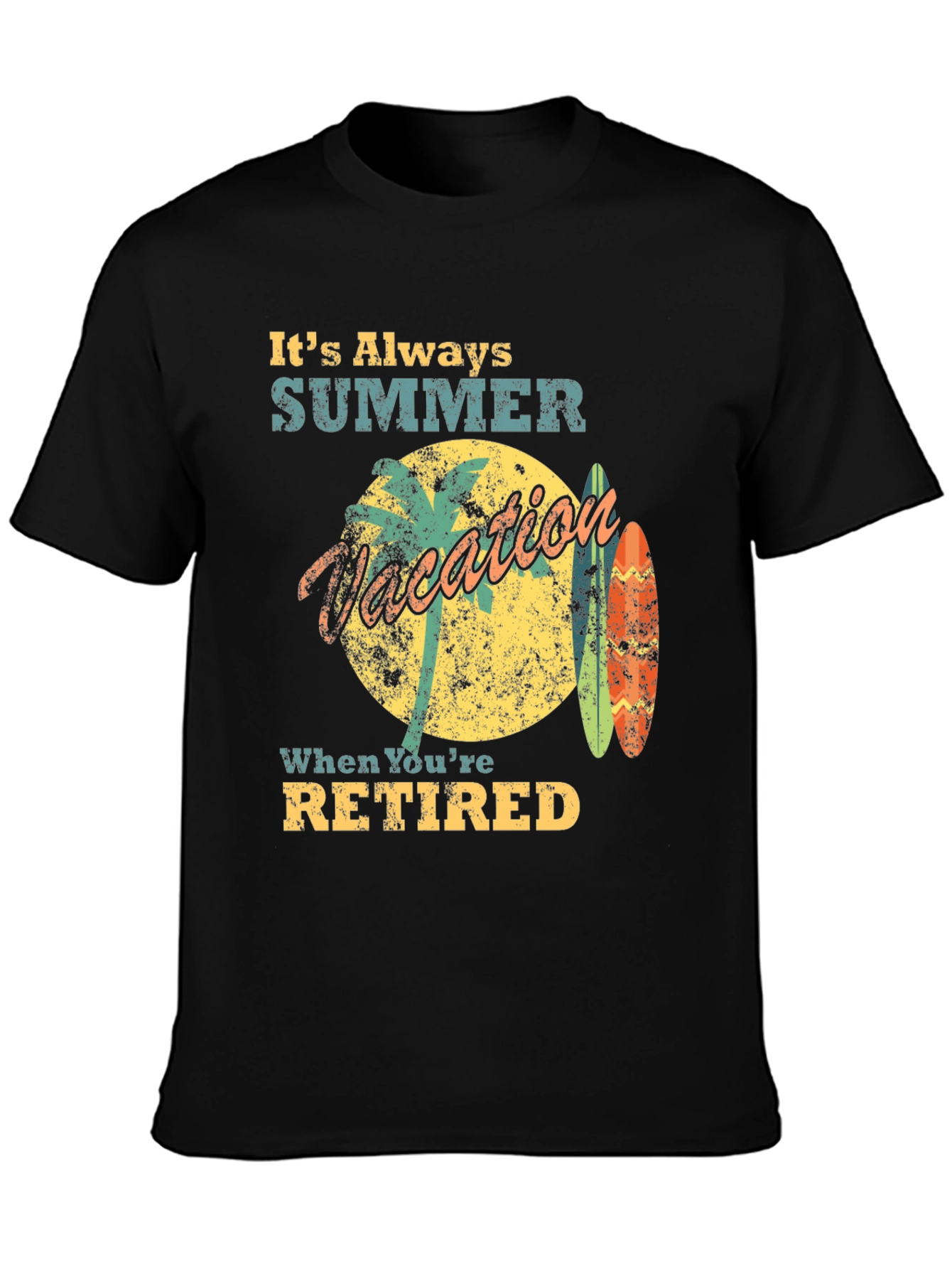 Retirement Summer Vacation Black T-Shirt