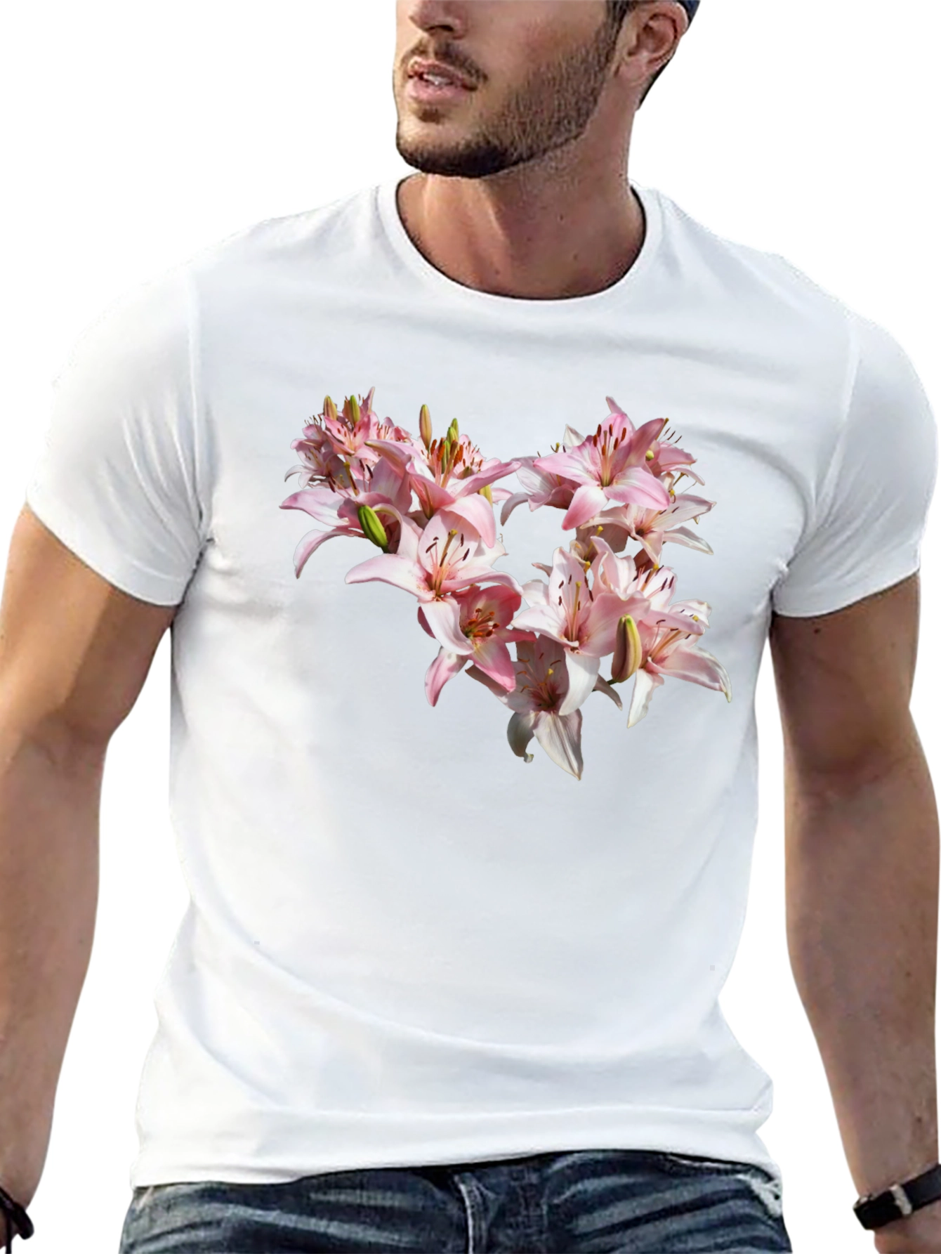 Floral Lily Black T-Shirt