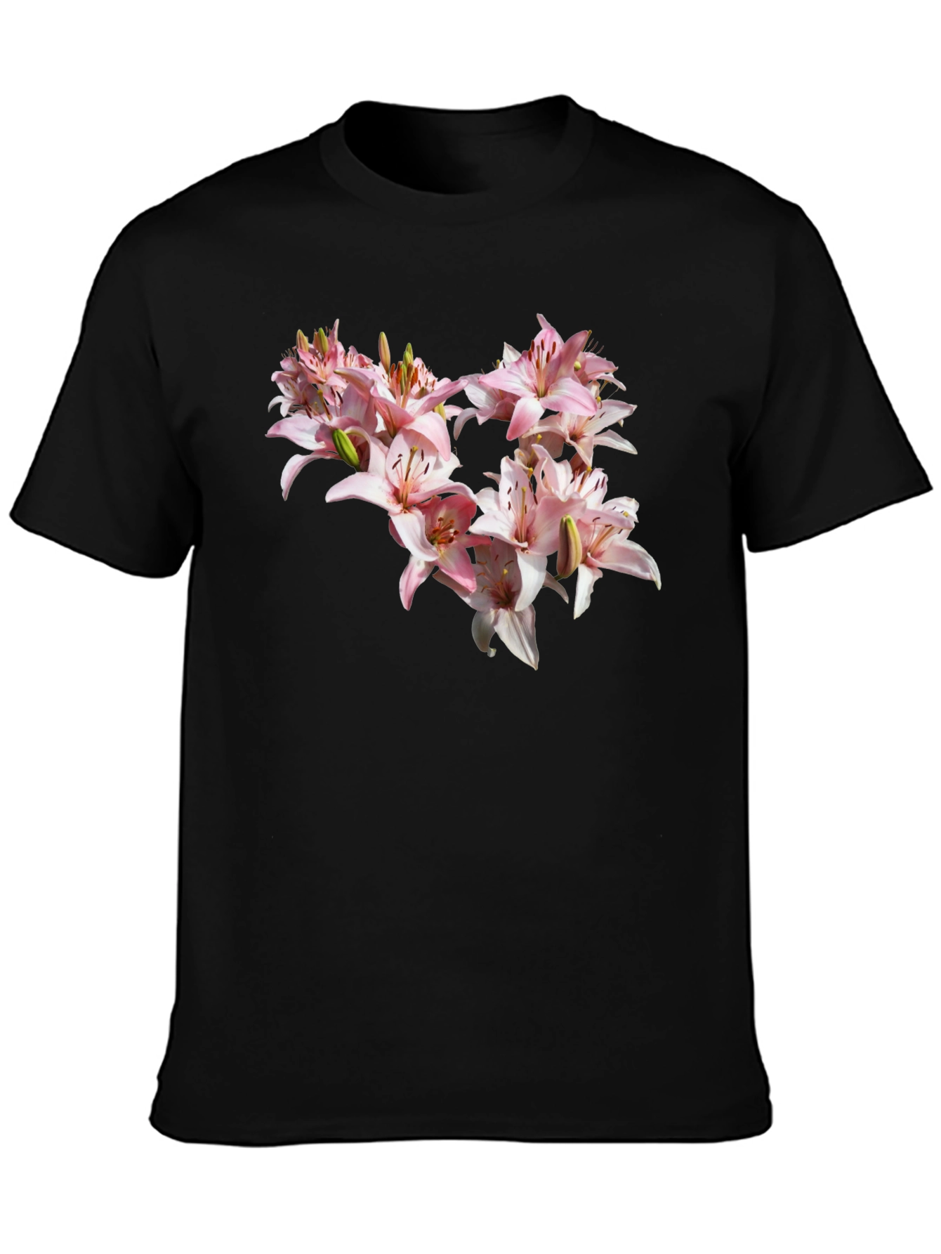 Floral Lily Black T-Shirt