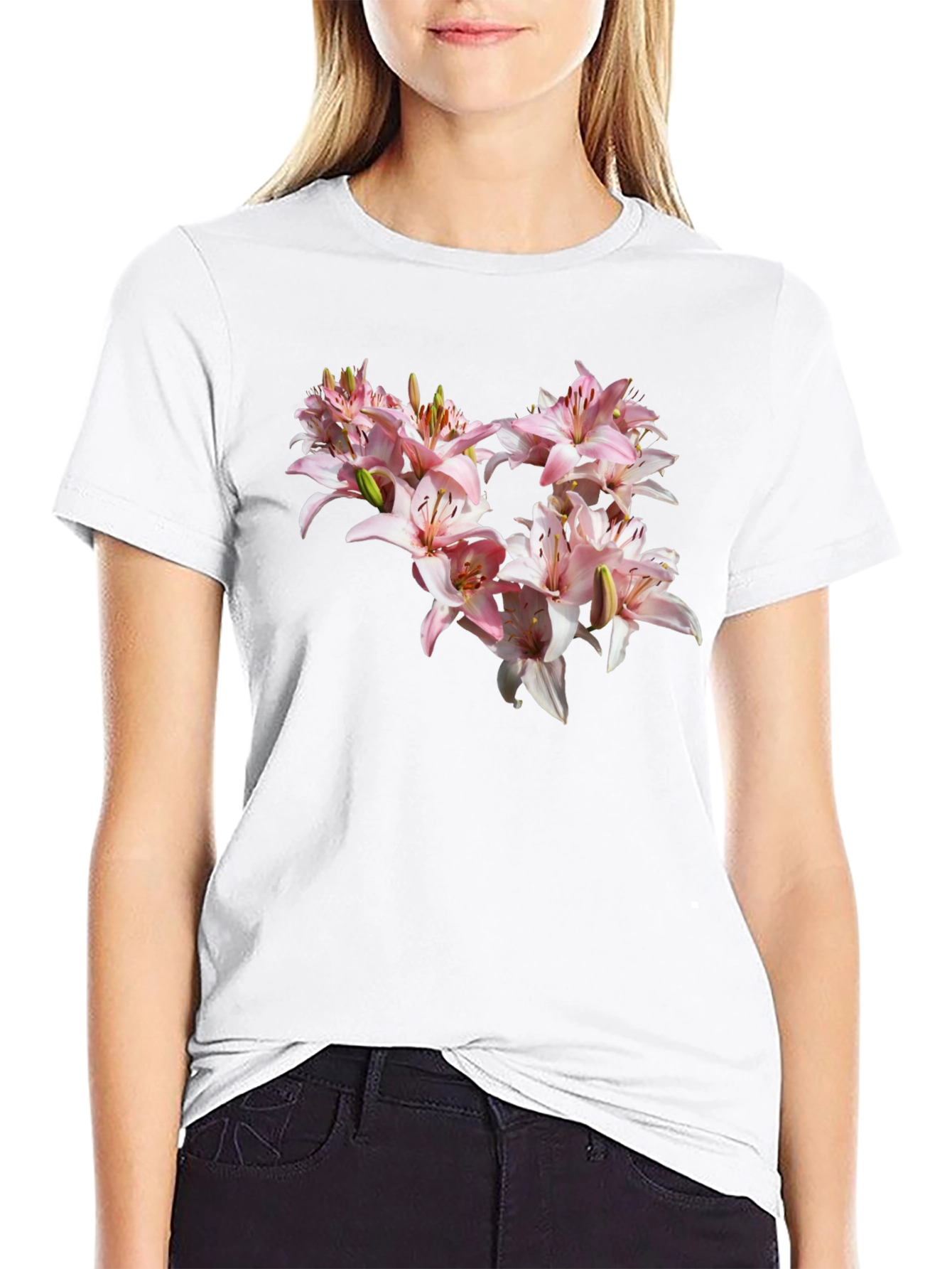 Floral Lily Black T-Shirt