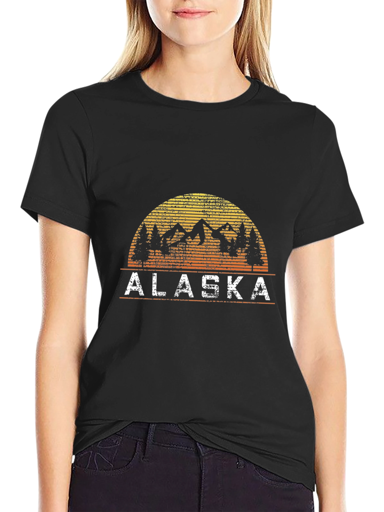 Alaska Graphic Tee - Mountain Sunset Design