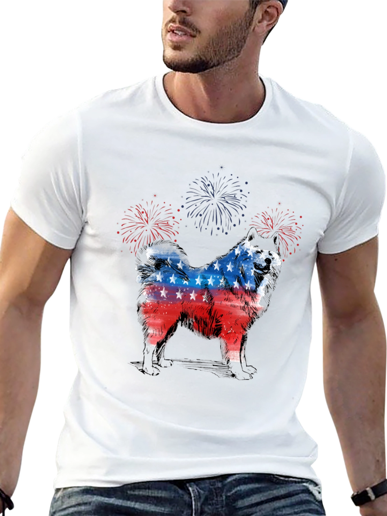 Patriotic Dog T-Shirt - USA Flag Design