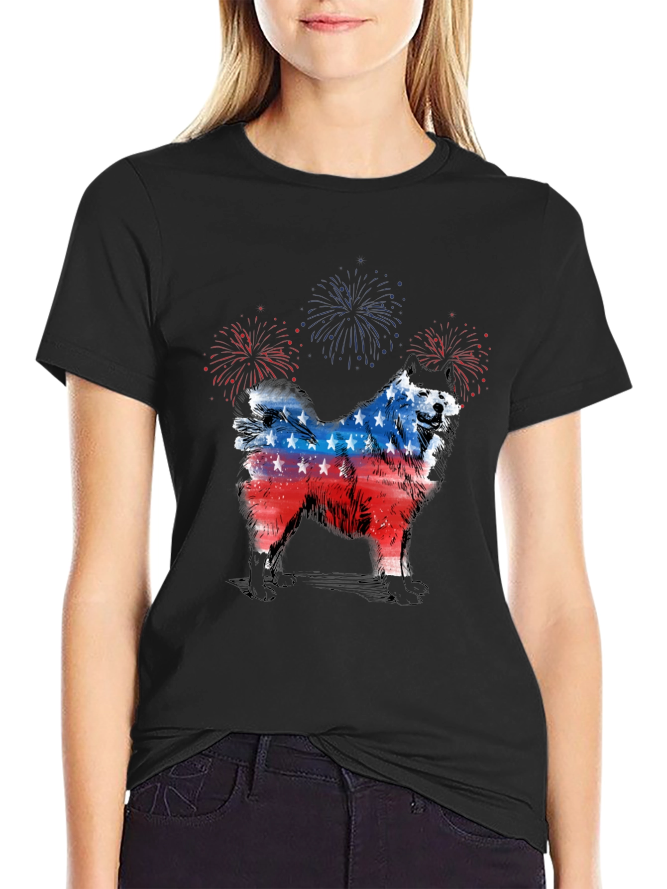 Patriotic Dog T-Shirt - USA Flag Design