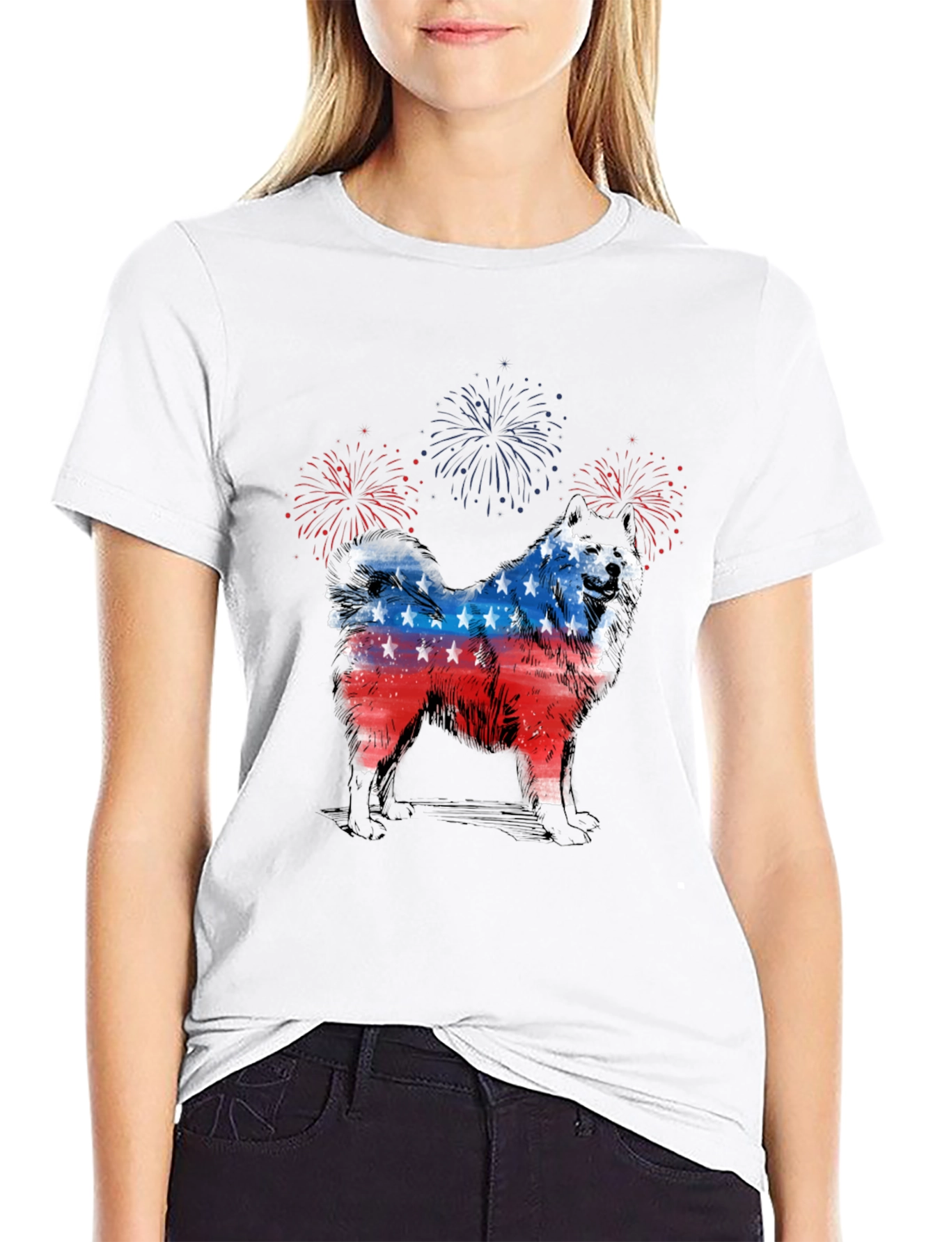 Patriotic Dog T-Shirt - USA Flag Design