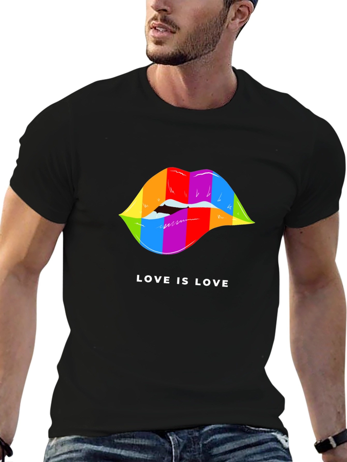 Love is Love Pride Lips Graphic Tee - Black