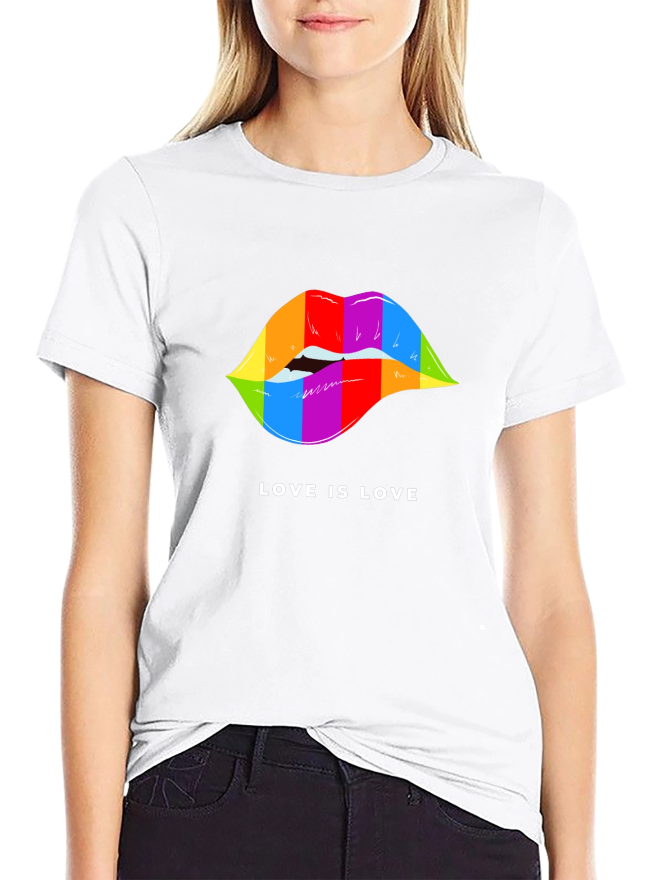 Love is Love Pride Lips Graphic Tee - Black