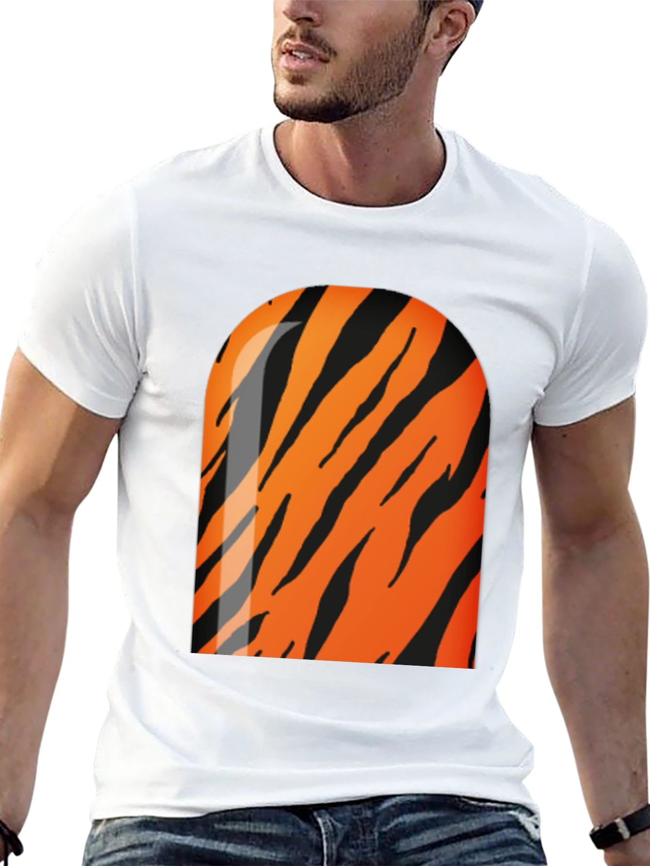 Cool Tiger Stripe Graphic Black T-Shirt