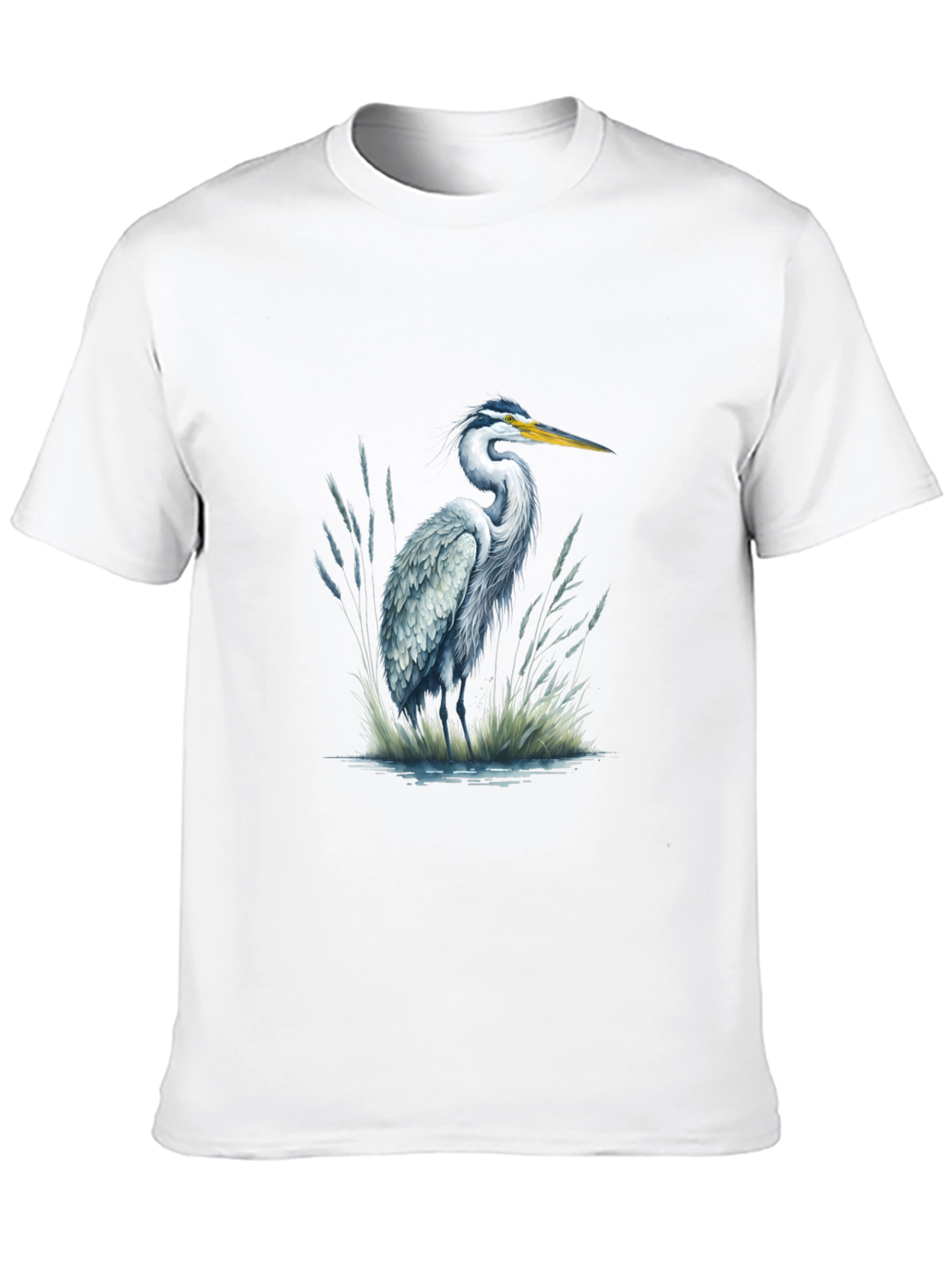 Heron Print Black T-Shirt