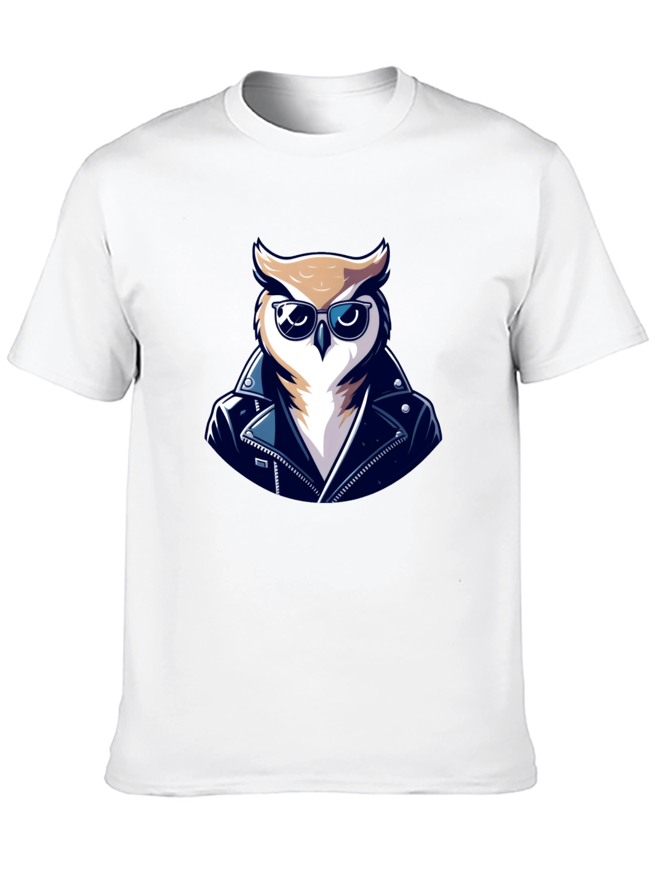 Cool Owl Biker T-Shirt - Black Cotton Tee