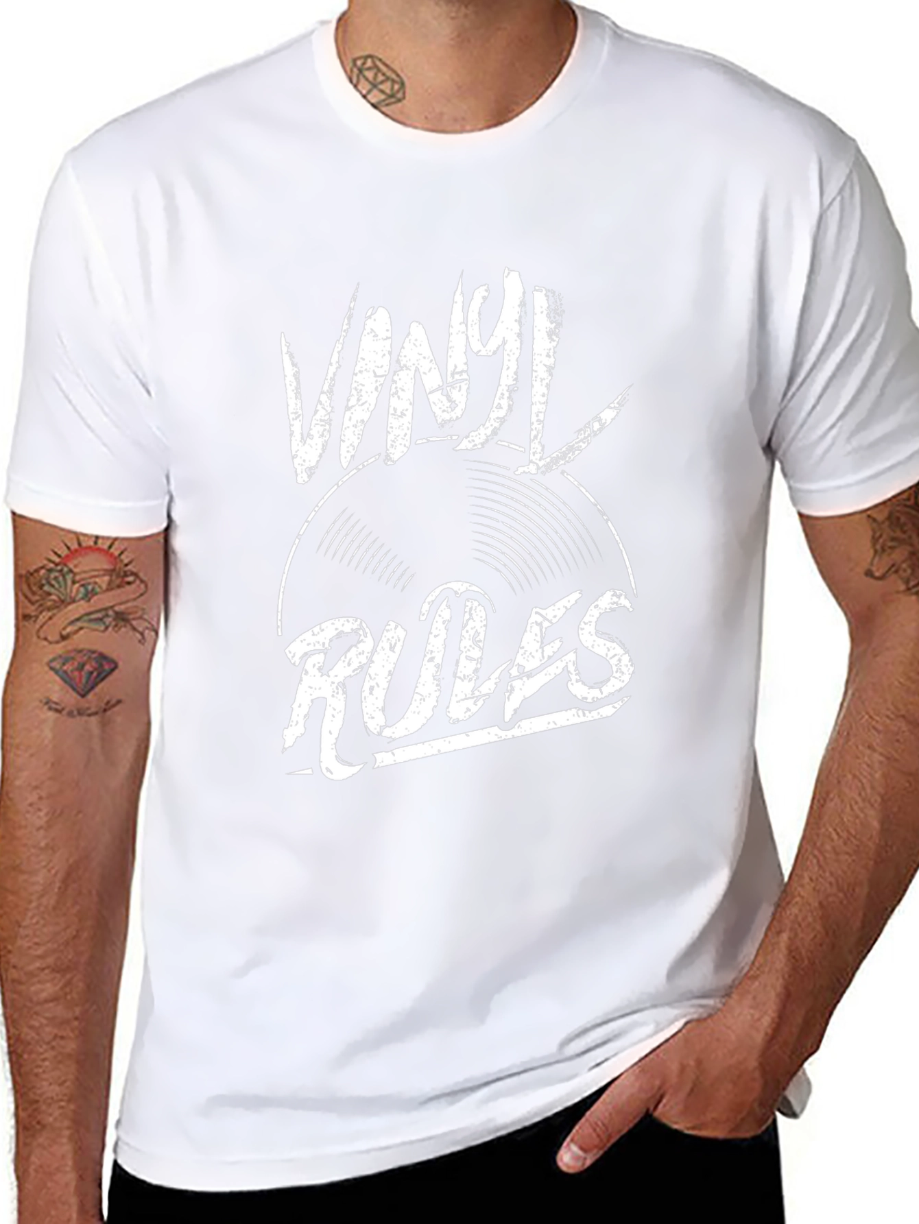 Vinyl Rules Graphic Tee - Black Cotton Blend
