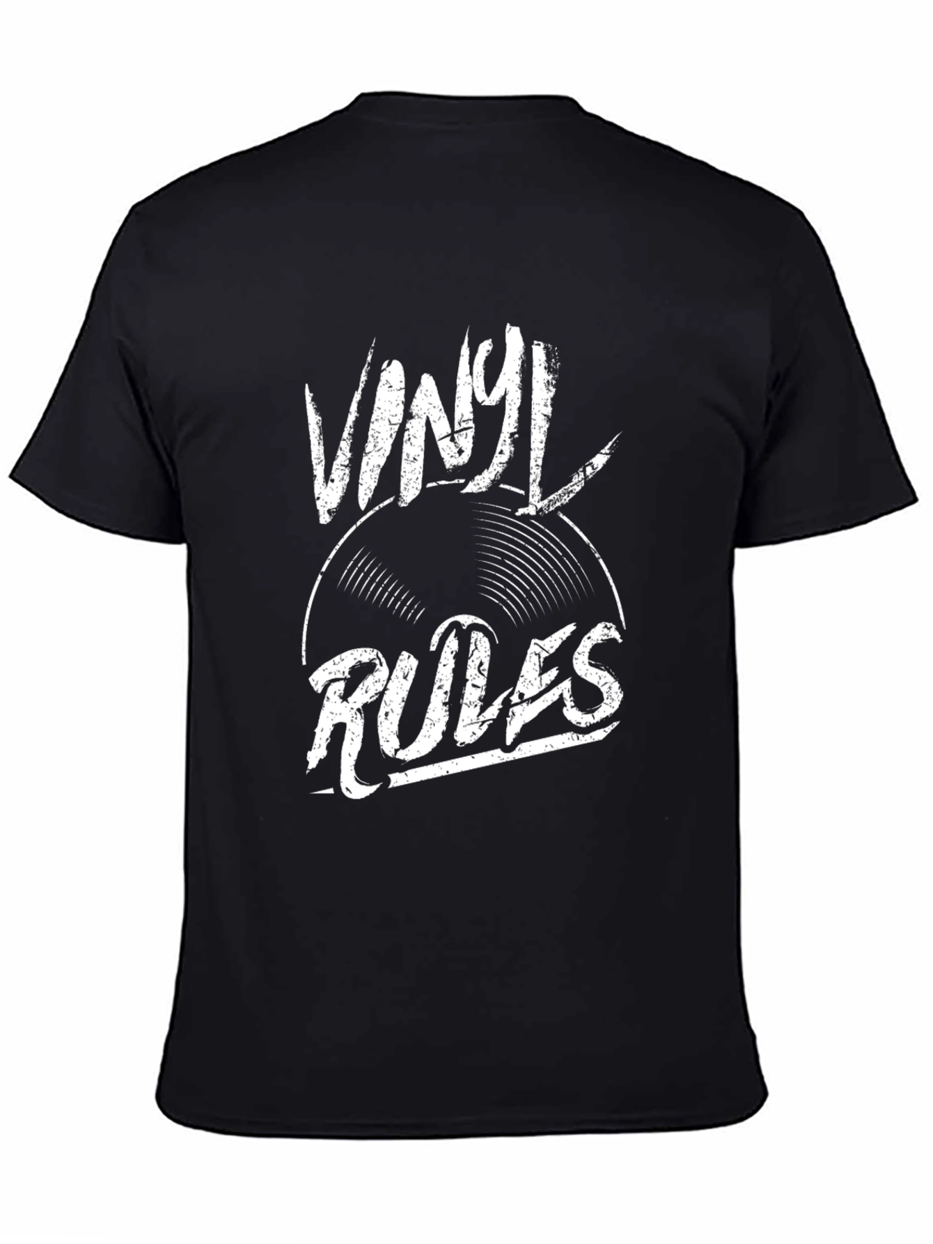 Vinyl Rules Graphic Tee - Black Cotton Blend